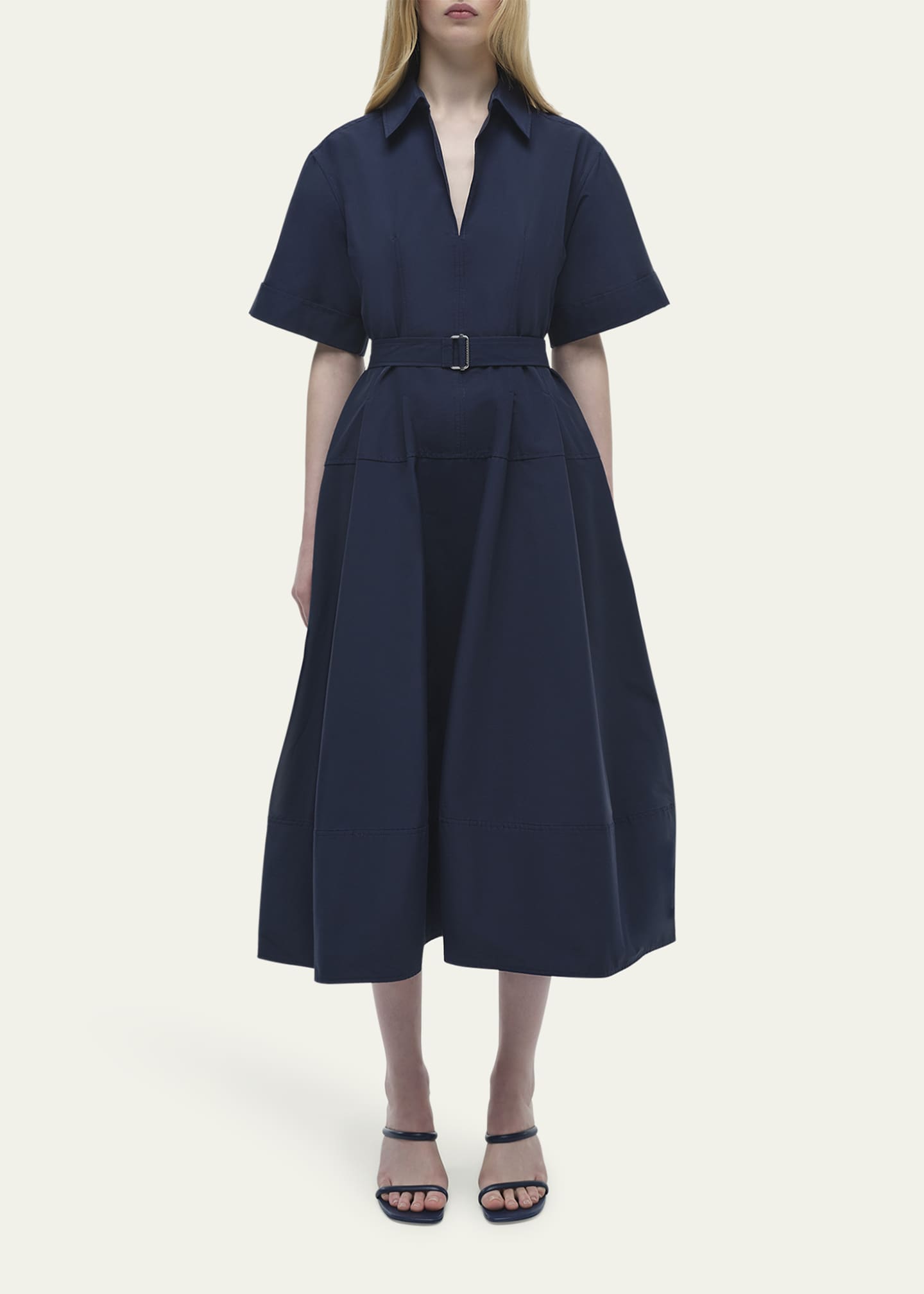 SIMKHAI Deanna Short-Sleeve Belted Midi Dress Image 2 of 5