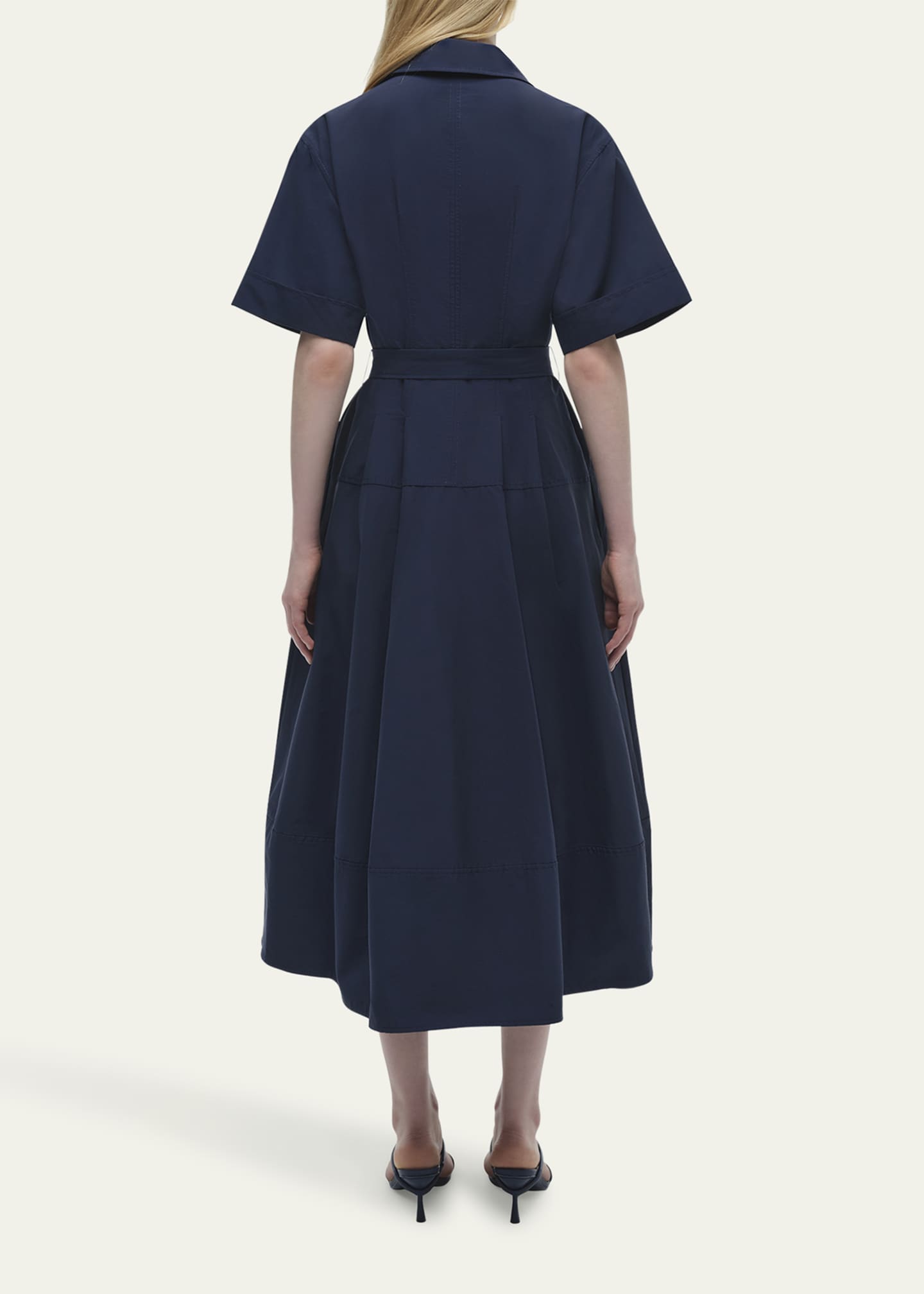 SIMKHAI Deanna Short-Sleeve Belted Midi Dress Image 3 of 5
