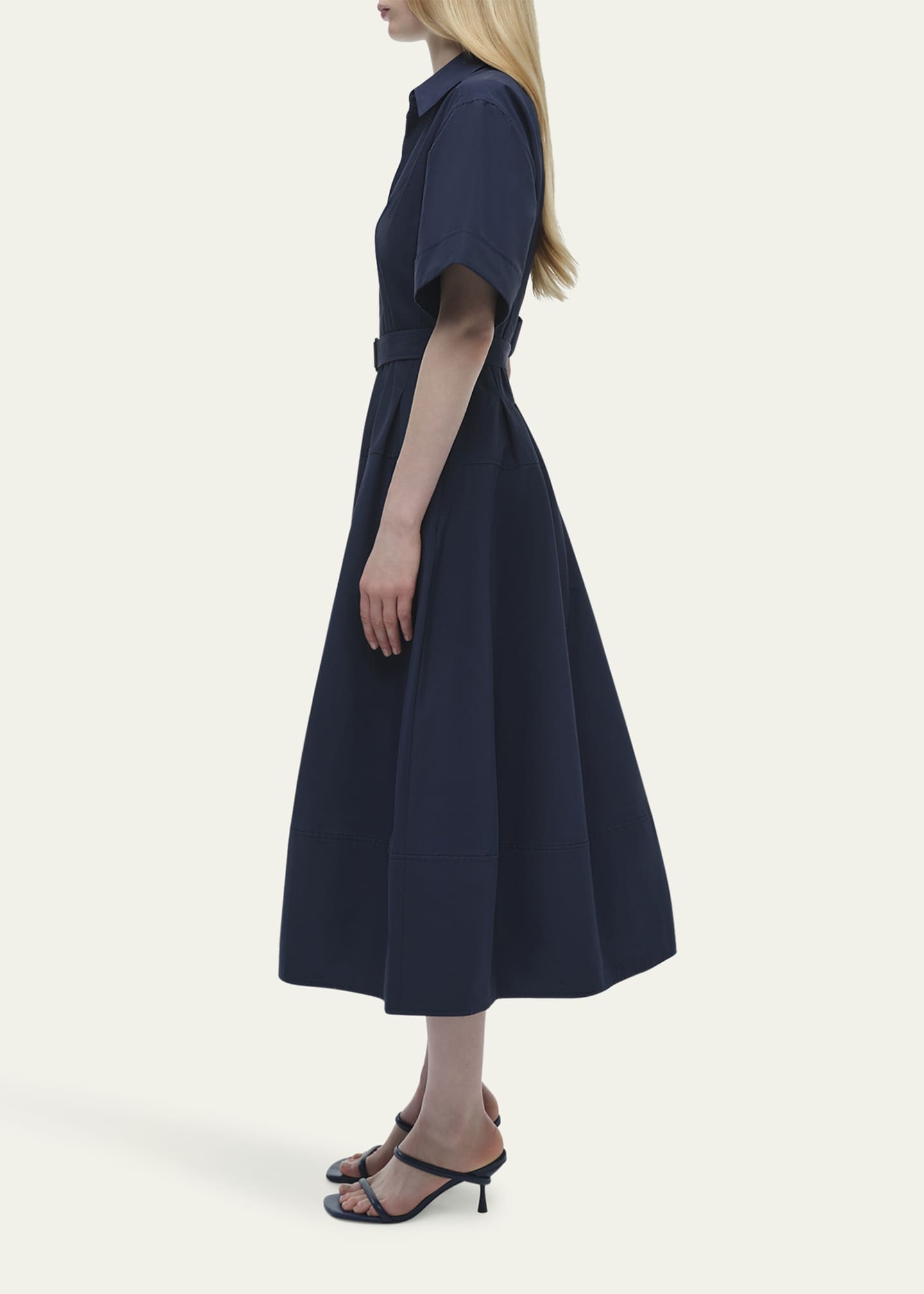 SIMKHAI Deanna Short-Sleeve Belted Midi Dress Image 4 of 5