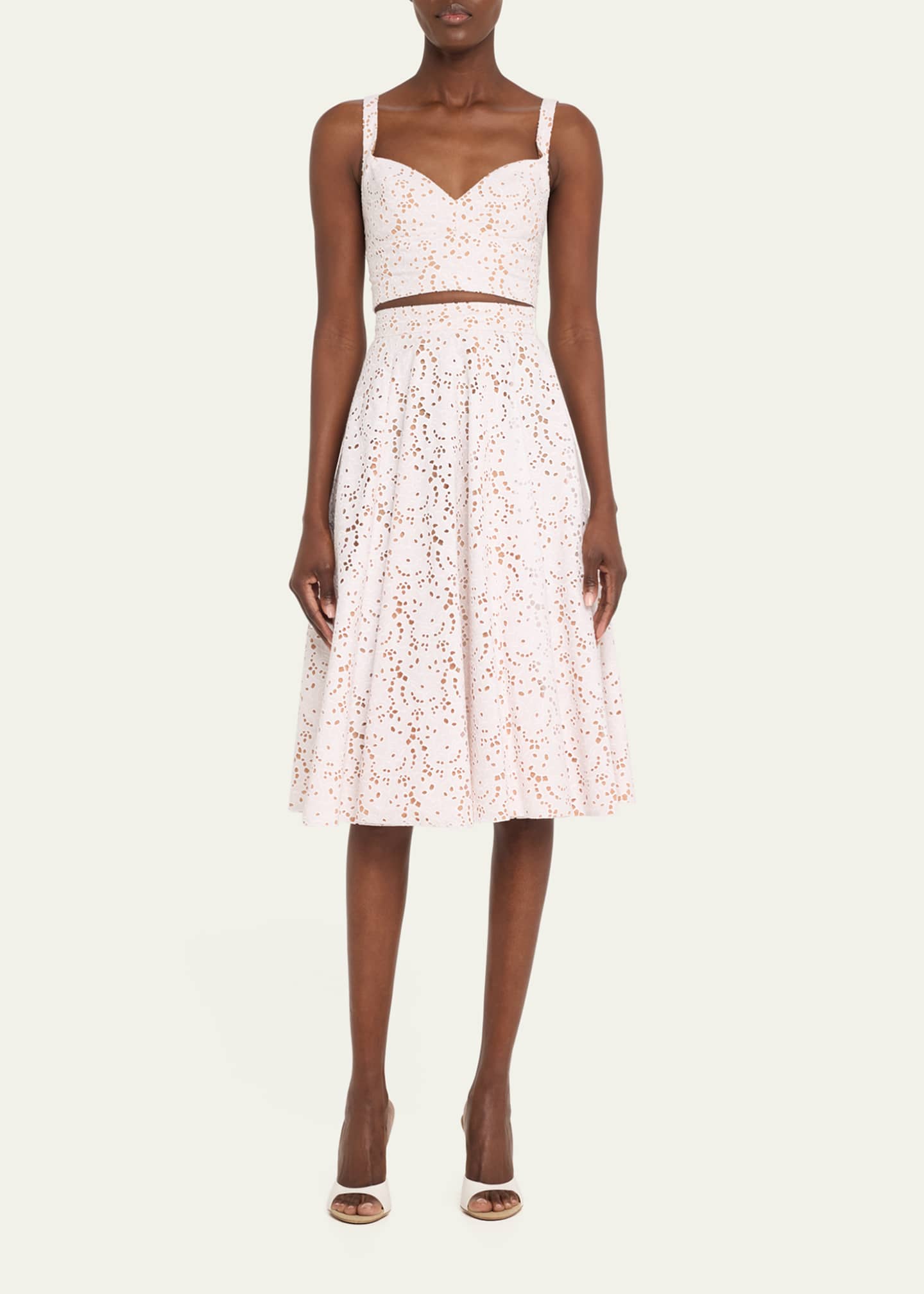 Michael Kors Collection Broderie Anglaise Midi Circle Skirt Image 2 of 5