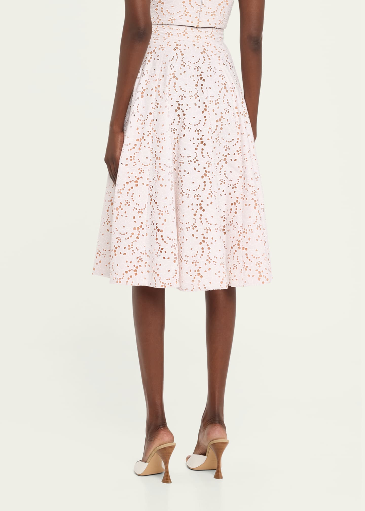 Michael Kors Collection Broderie Anglaise Midi Circle Skirt Image 3 of 5