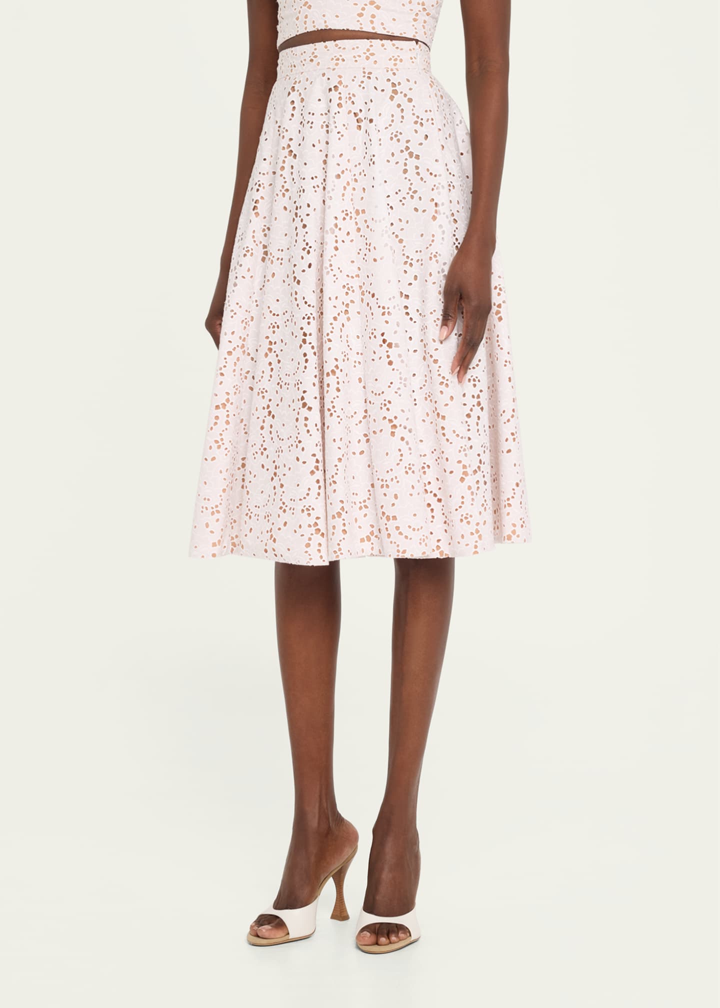 Michael Kors Collection Broderie Anglaise Midi Circle Skirt Image 4 of 5
