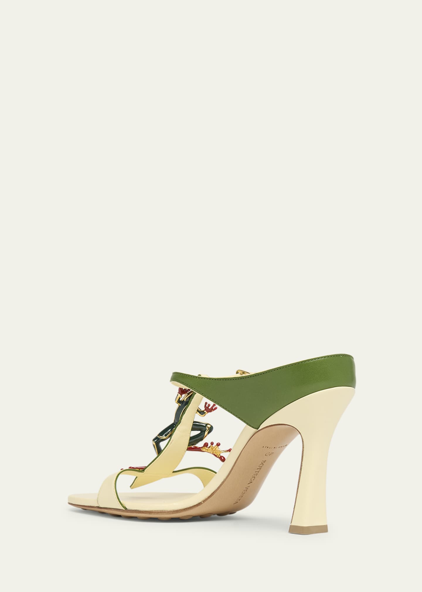 Bottega Veneta Rana Frog Embellished Leather Stiletto Mules Image 4 of 6