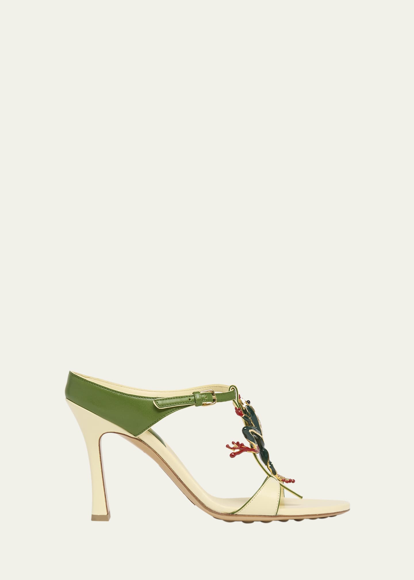 Bottega Veneta Rana Frog Embellished Leather Stiletto Mules Image 1 of 6