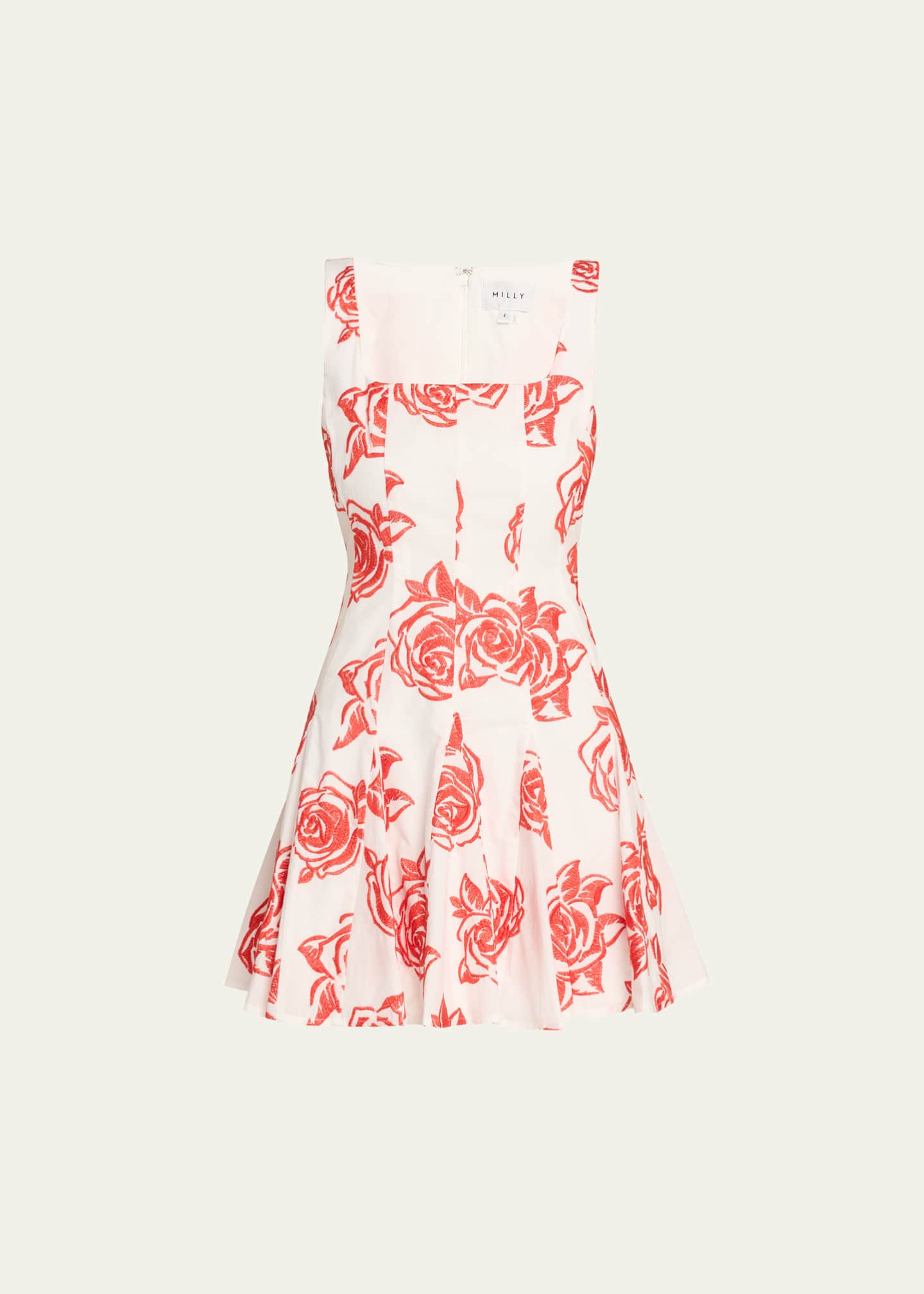 Milly Ariel Floral-Embroidered Godet Mini Dress Image 1 of 5