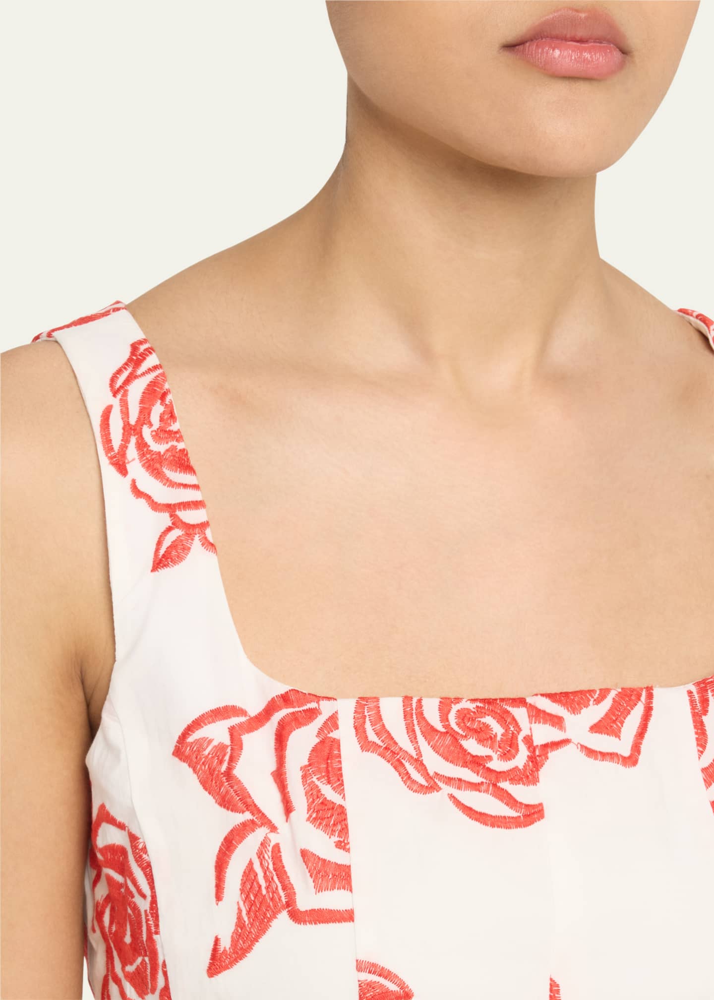 Milly Ariel Floral-Embroidered Godet Mini Dress Image 5 of 5
