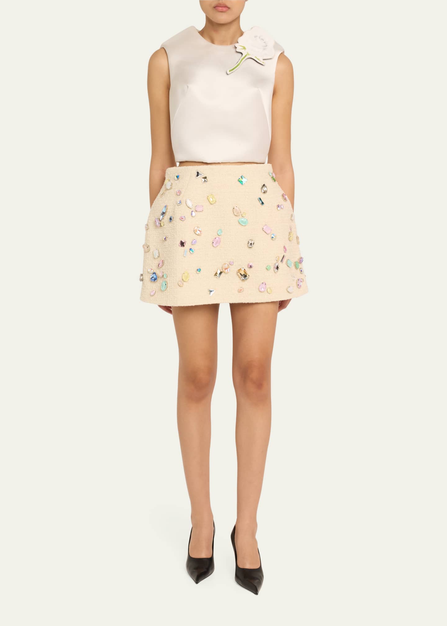 Marc Jacobs Runway Floral Brooch Cropped Silk Shell Top Image 2 of 5