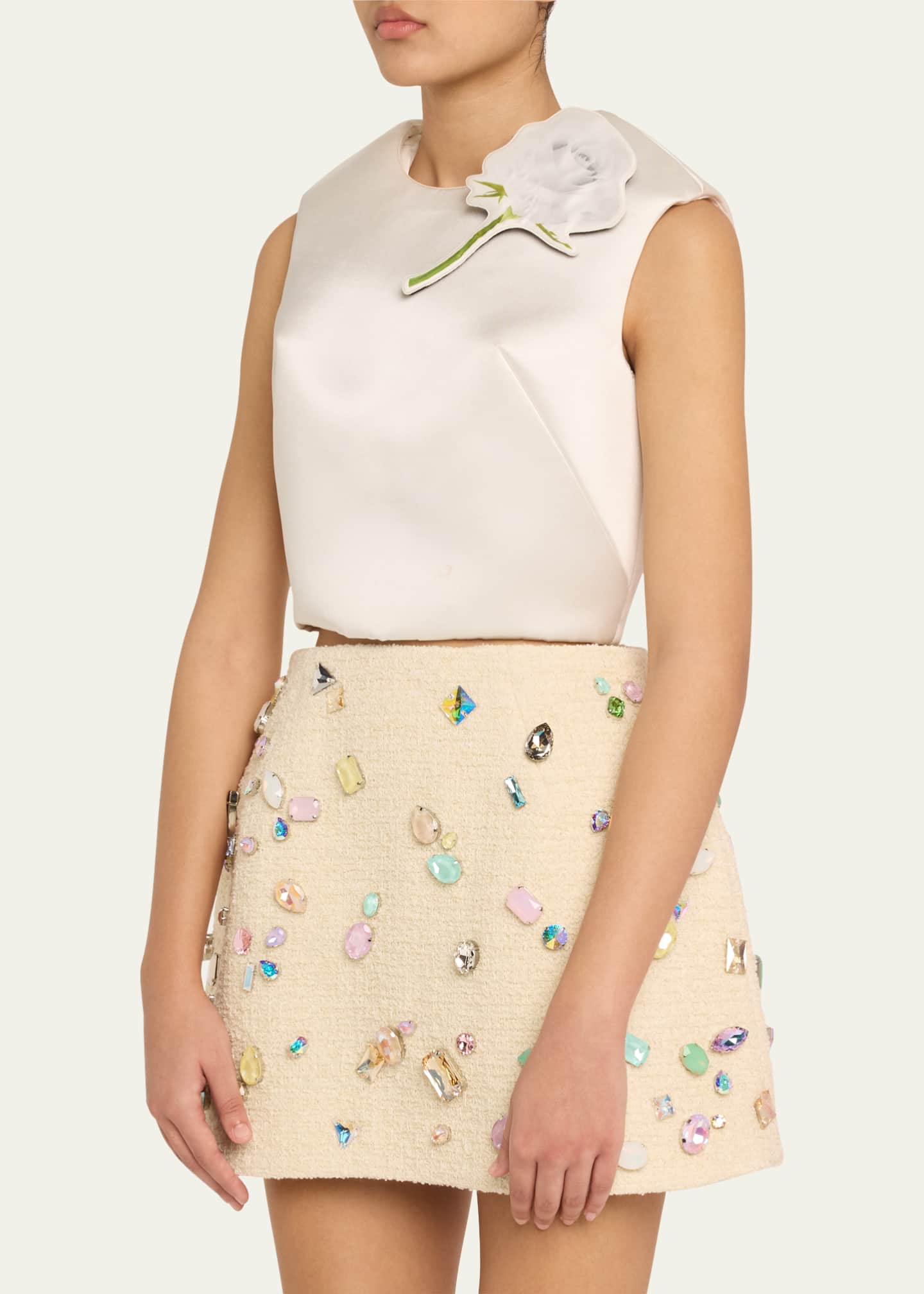 Marc Jacobs Runway Floral Brooch Cropped Silk Shell Top Image 4 of 5