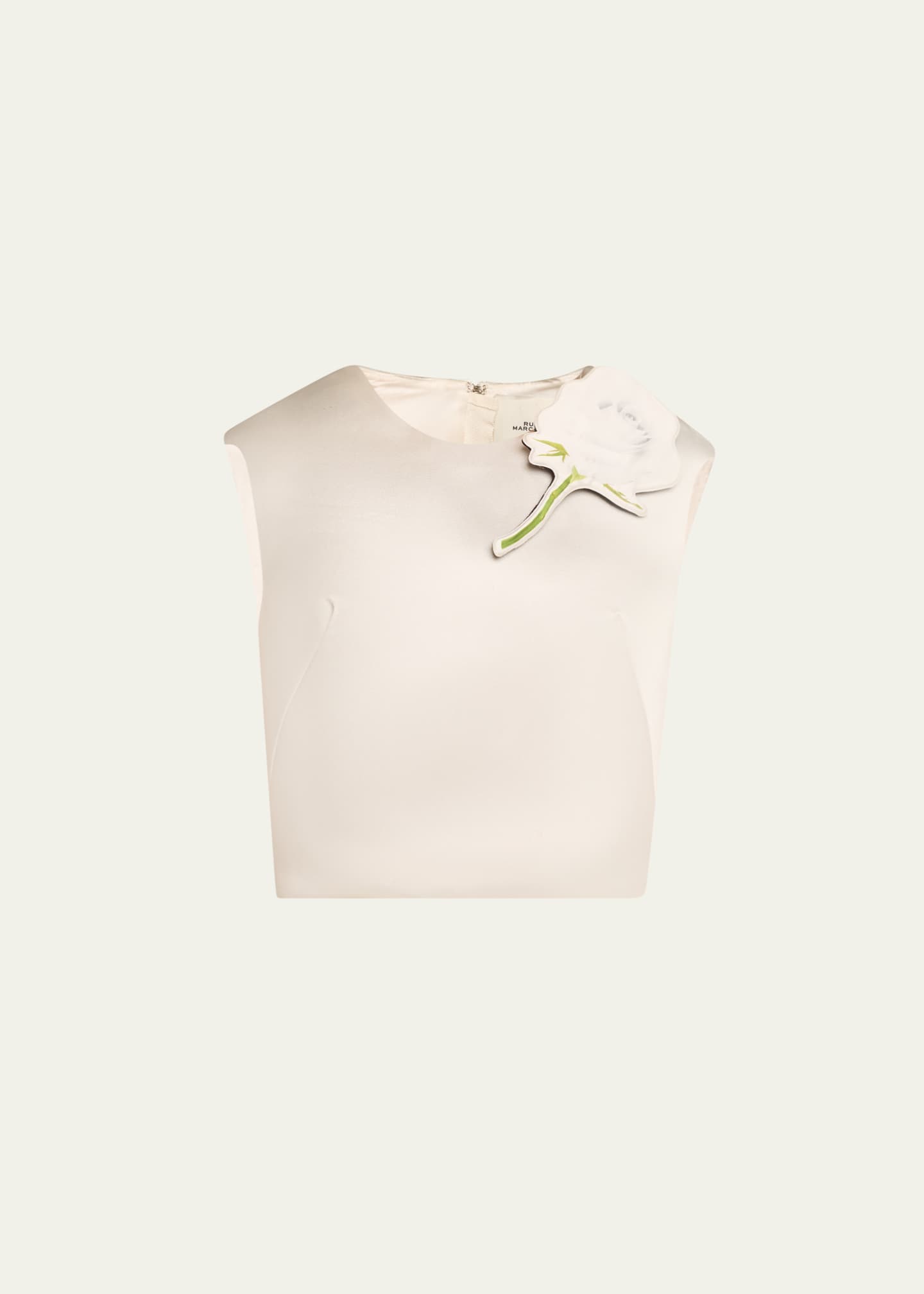 Marc Jacobs Runway Floral Brooch Cropped Silk Shell Top Image 1 of 5
