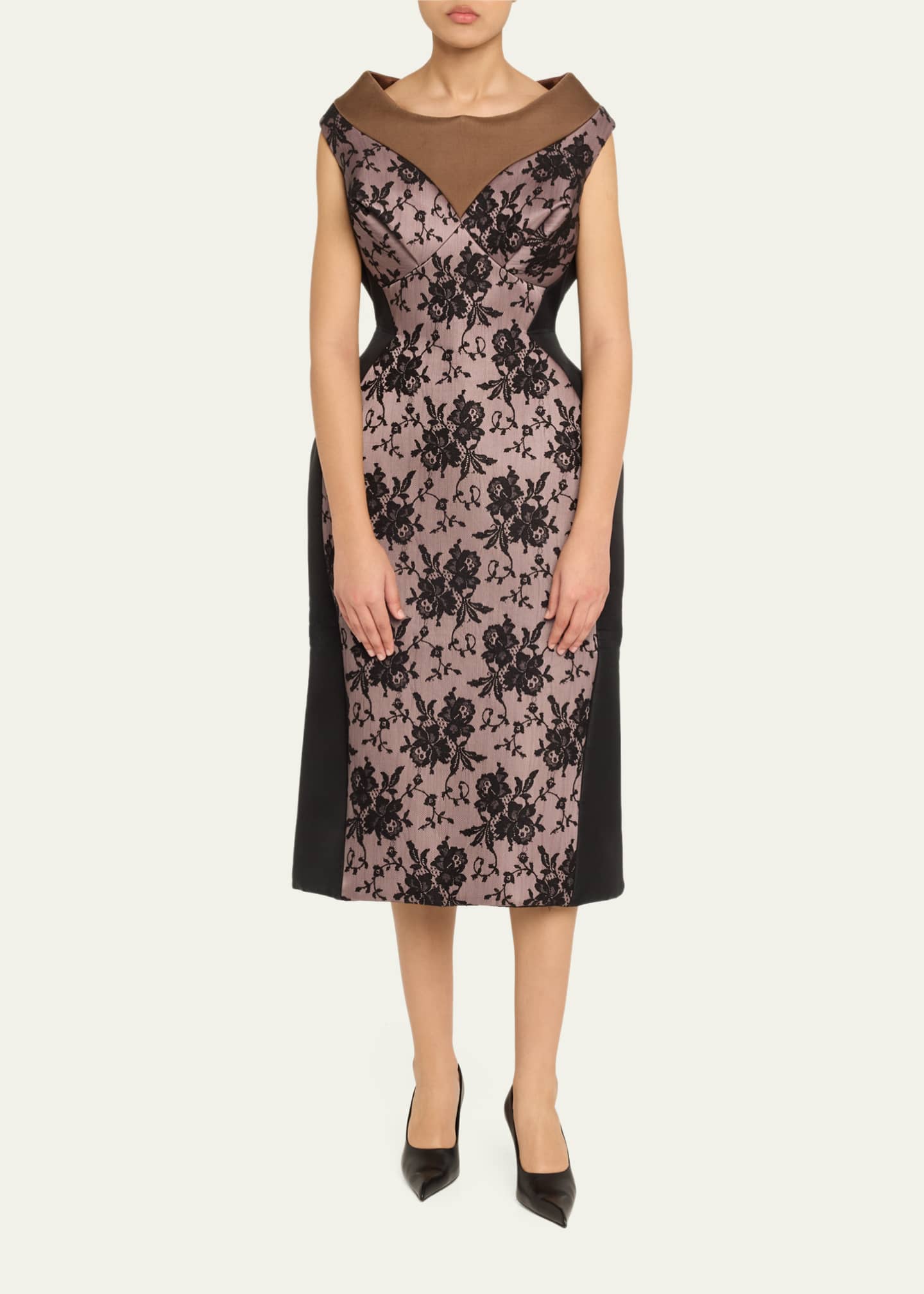 Marc Jacobs Runway Structured Lace Inset Midi Dress Image 2 of 5