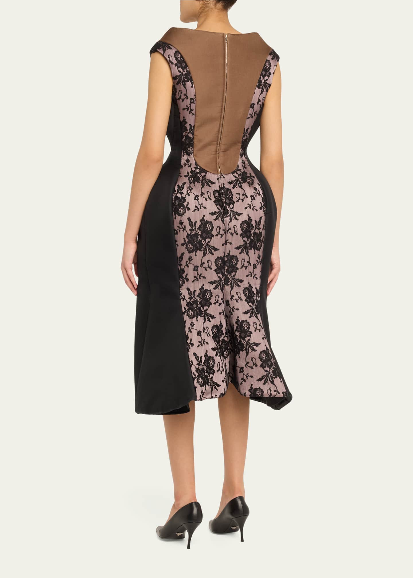 Marc Jacobs Runway Structured Lace Inset Midi Dress Image 3 of 5