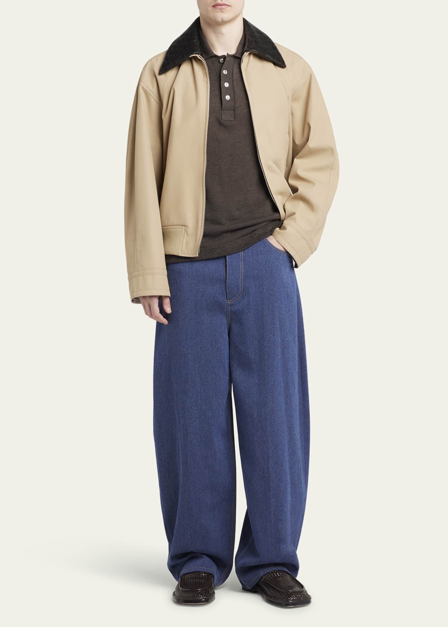 Bottega Veneta Men's Wide-Leg Drill Trousers Image 2 of 5