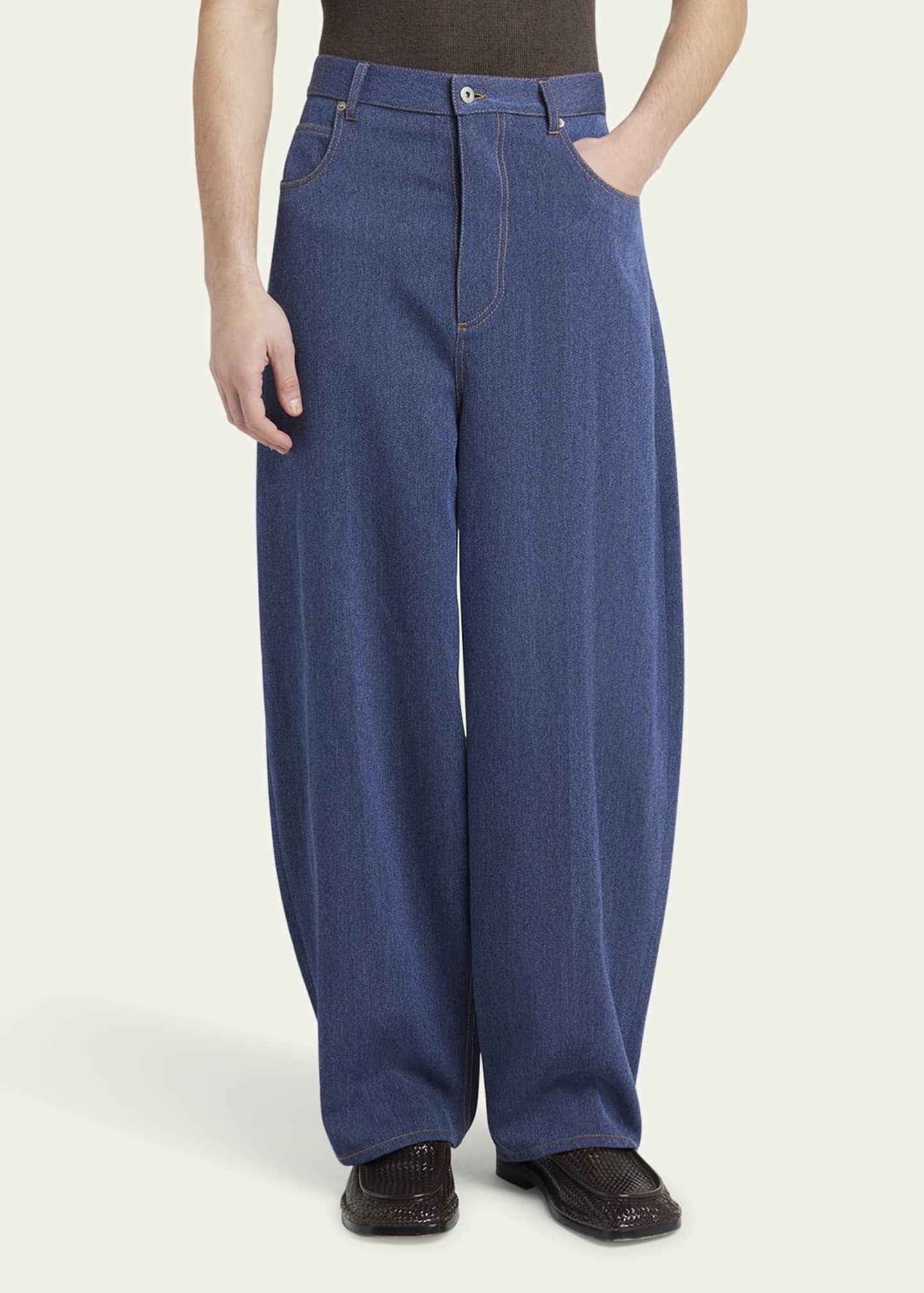 Bottega Veneta Men's Wide-Leg Drill Trousers Image 4 of 5