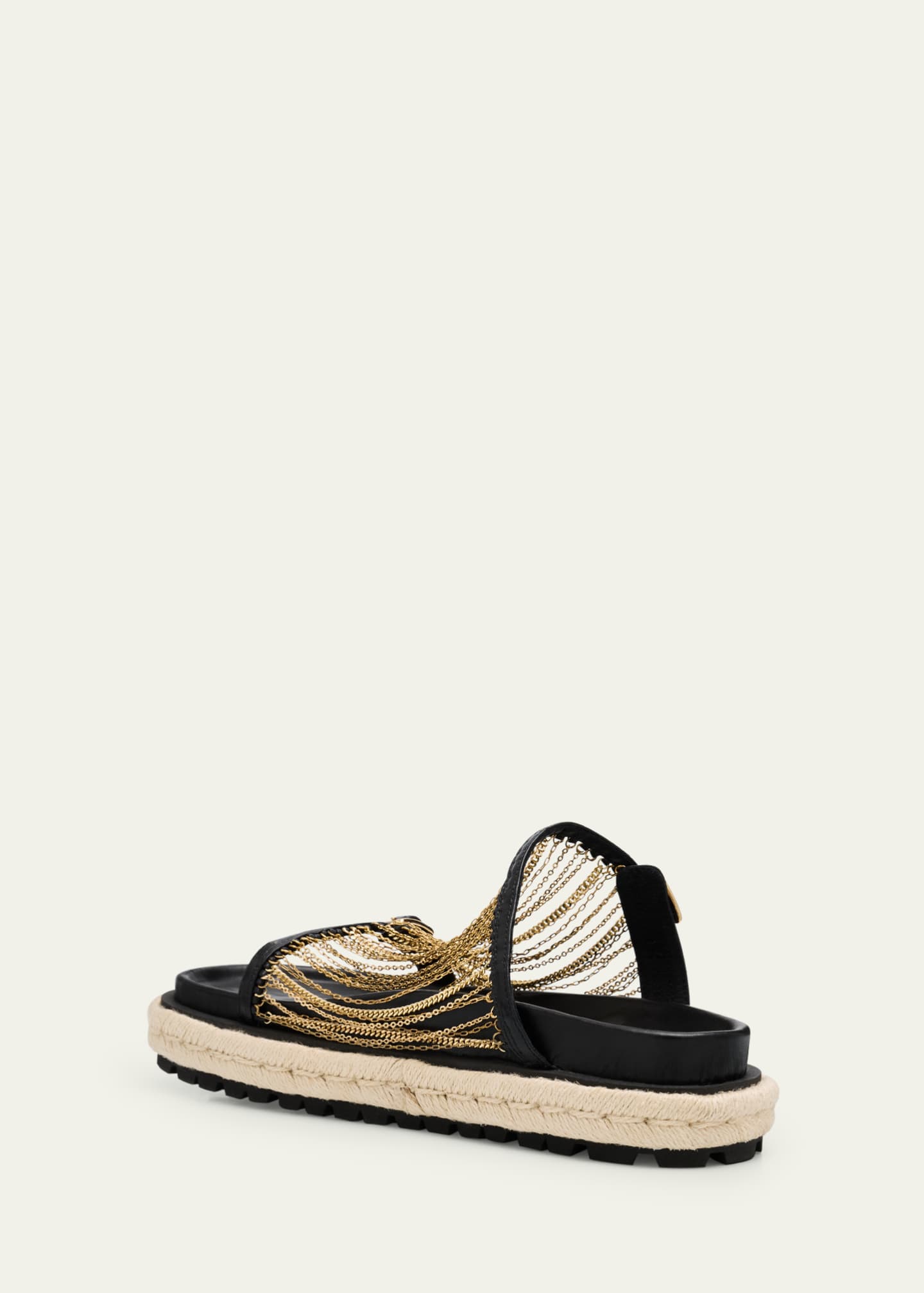SACAI Chain Leather Buckle Espadrille Sandals Image 2 of 4