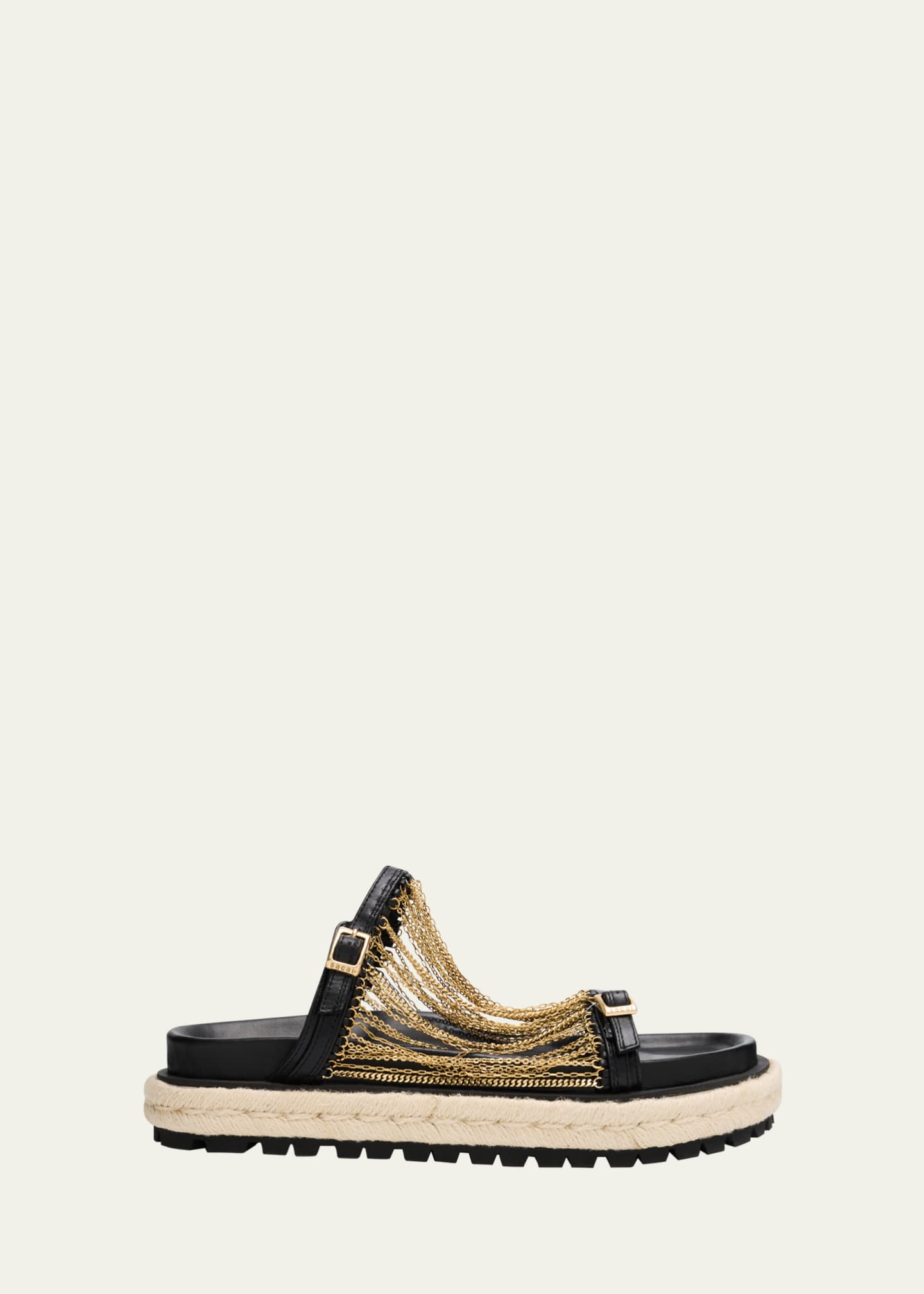 SACAI Chain Leather Buckle Espadrille Sandals Image 1 of 4