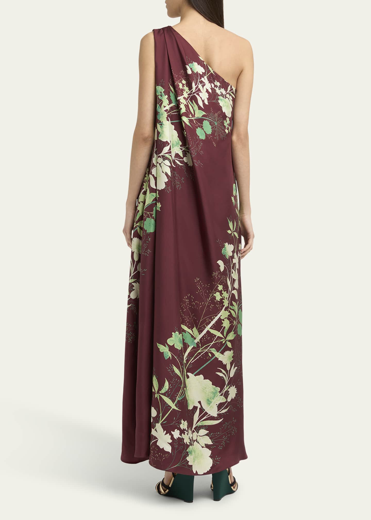 La DoubleJ Roy One-Shoulder Floral Silk Maxi Dress Image 3 of 5