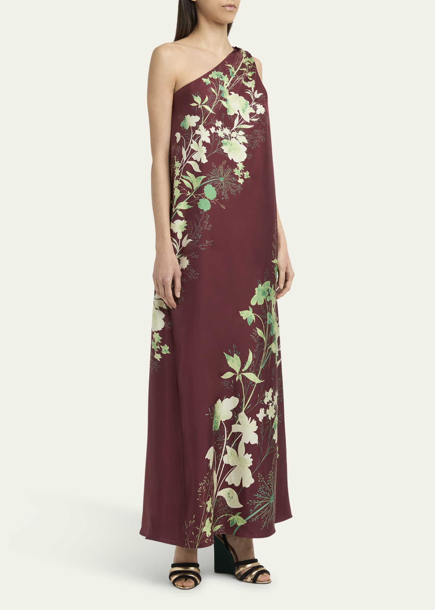 La DoubleJ Roy One-Shoulder Floral Silk Maxi Dress Image 4 of 5