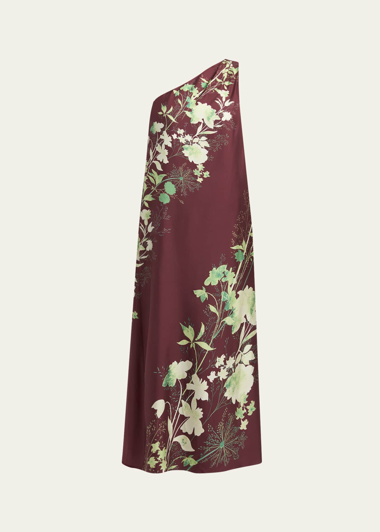 La DoubleJ Roy One-Shoulder Floral Silk Maxi Dress Image 1 of 5