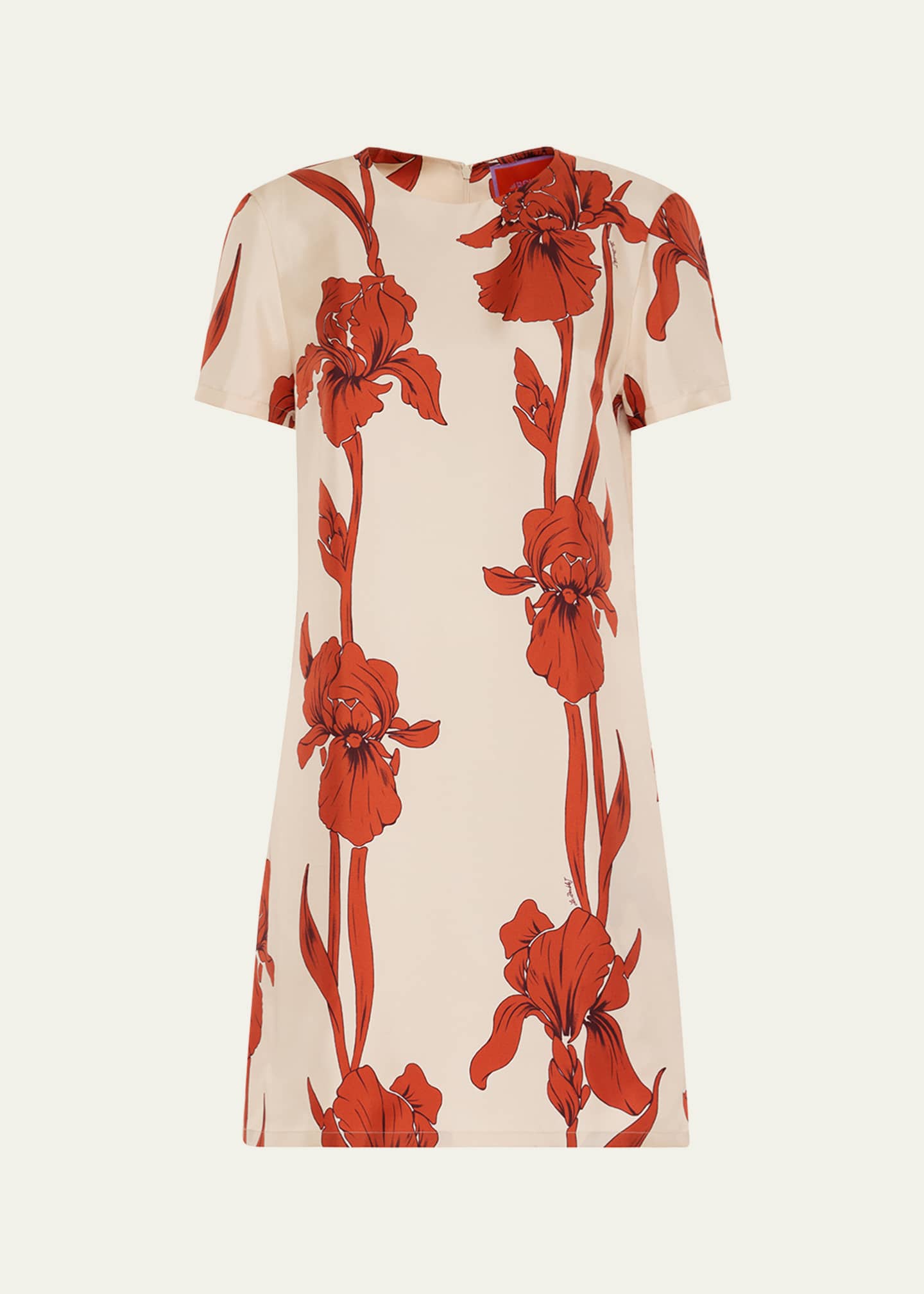 La DoubleJ Floral Mini Swing Silk Dress