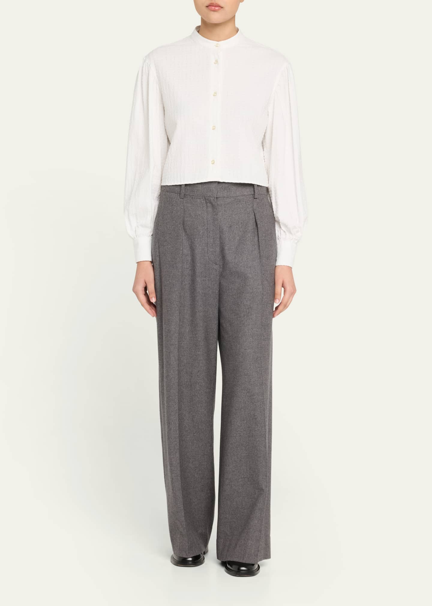 Officine Generale Adeline Textured Long-Sleeve Shirt Image 2 of 5