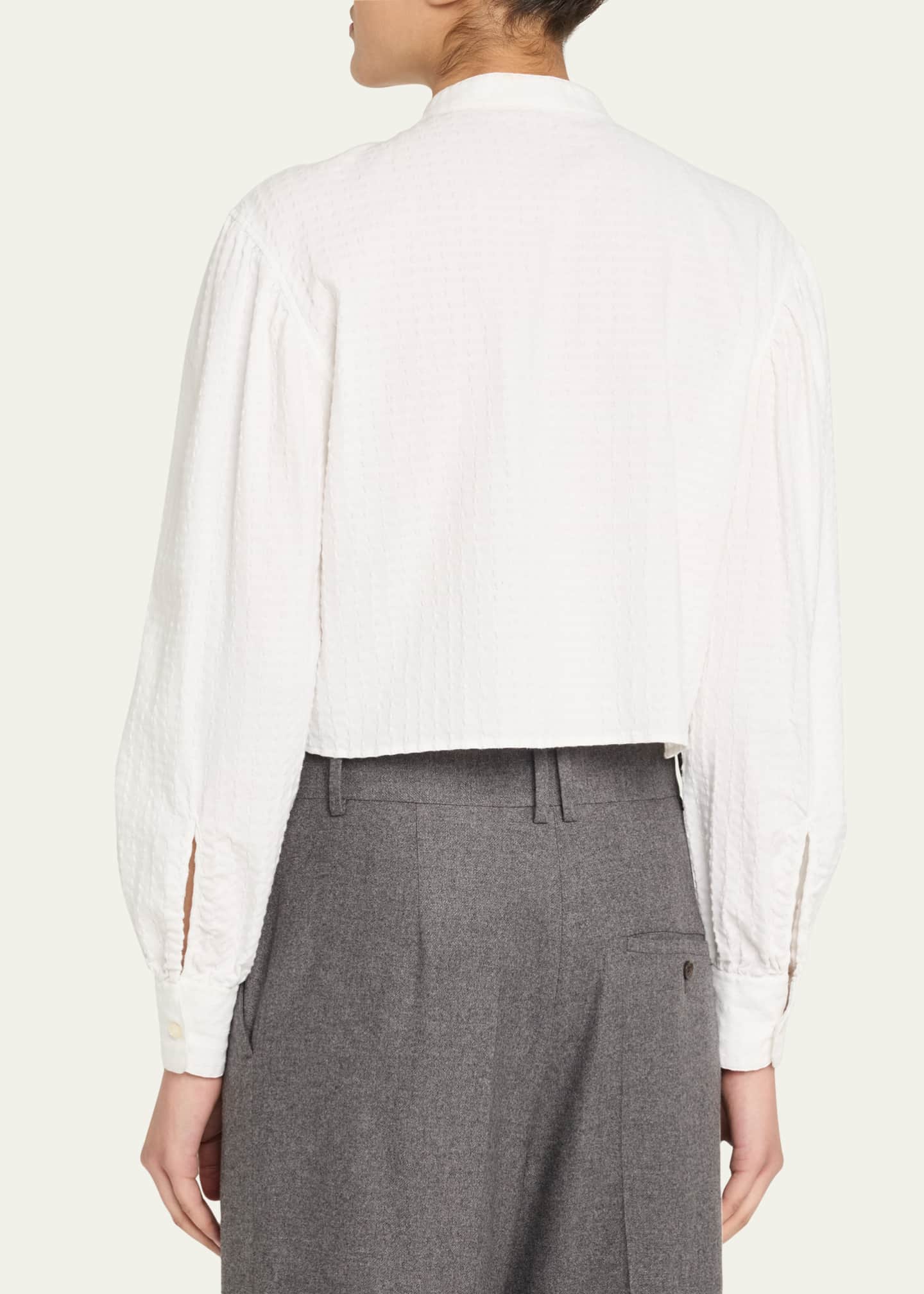 Officine Generale Adeline Textured Long-Sleeve Shirt Image 3 of 5