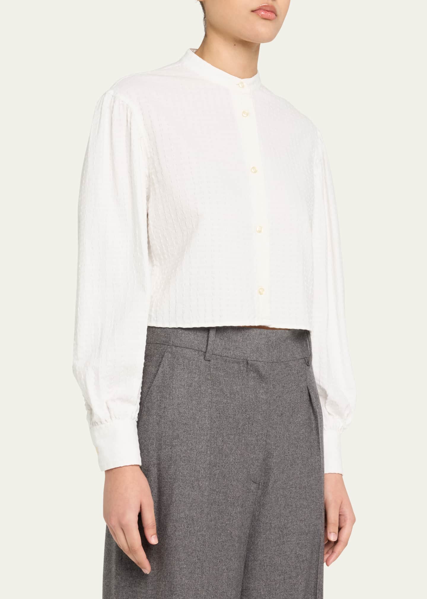 Officine Generale Adeline Textured Long-Sleeve Shirt Image 4 of 5