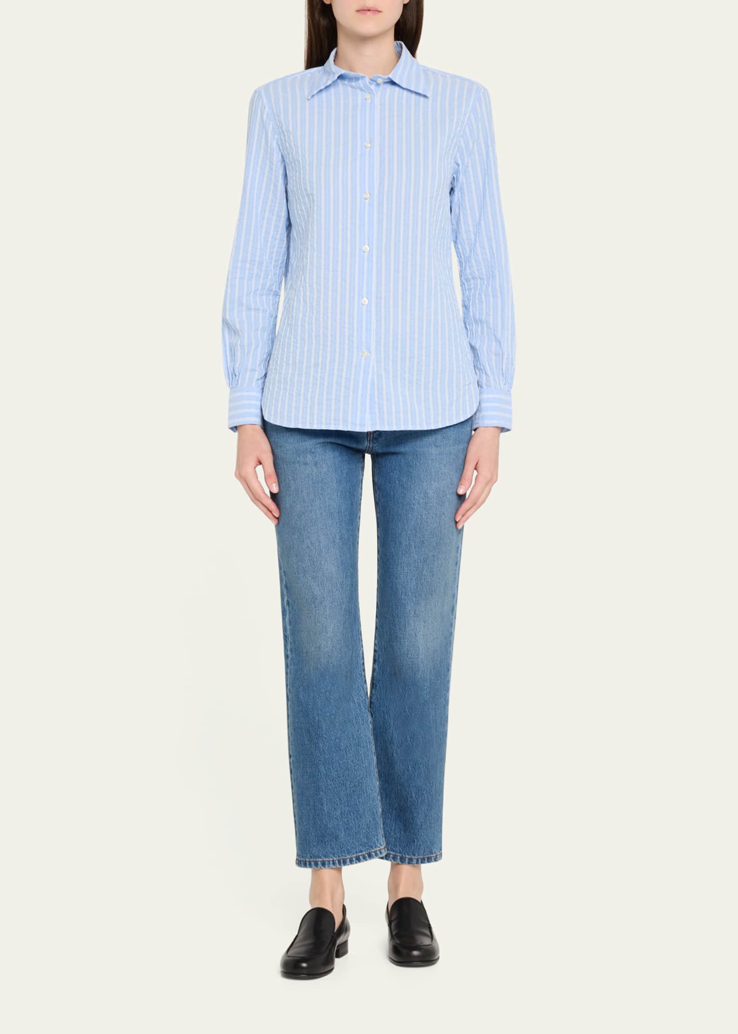 Officine Generale Colombe Stripe Long-Sleeve Shirt Image 2 of 5