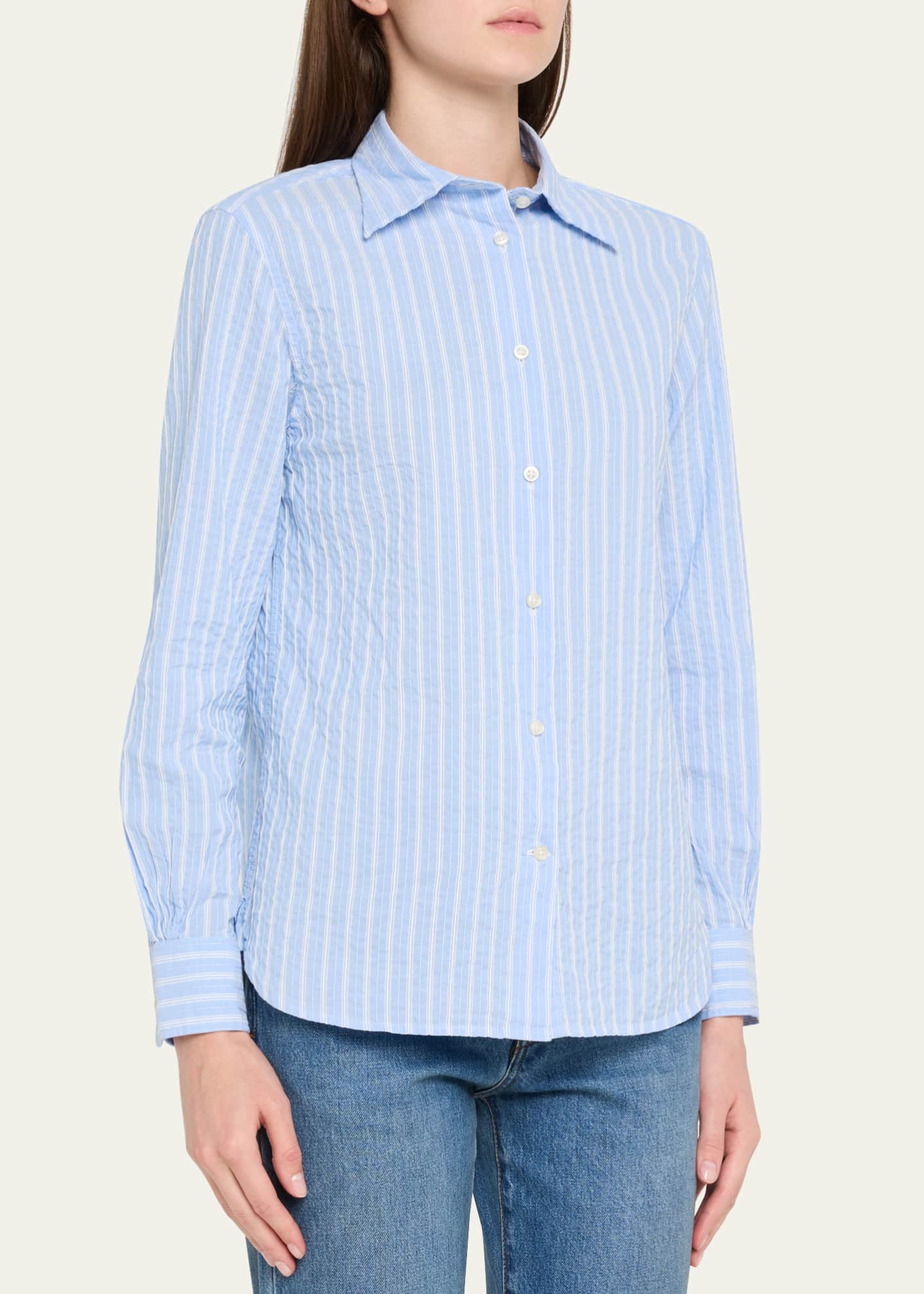 Officine Generale Colombe Stripe Long-Sleeve Shirt Image 4 of 5