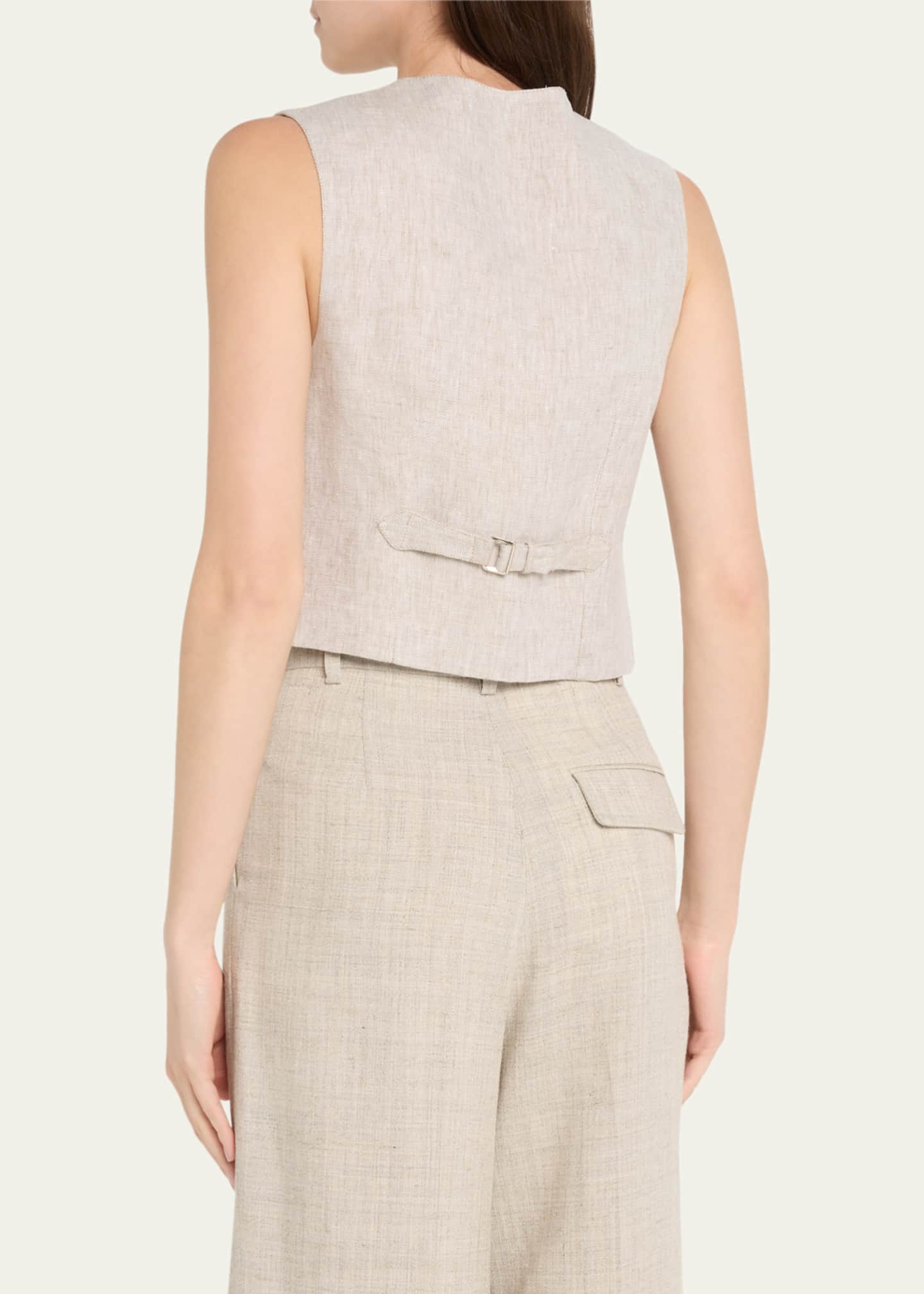 Officine Generale Cleore Natural Linen Vest Image 3 of 5