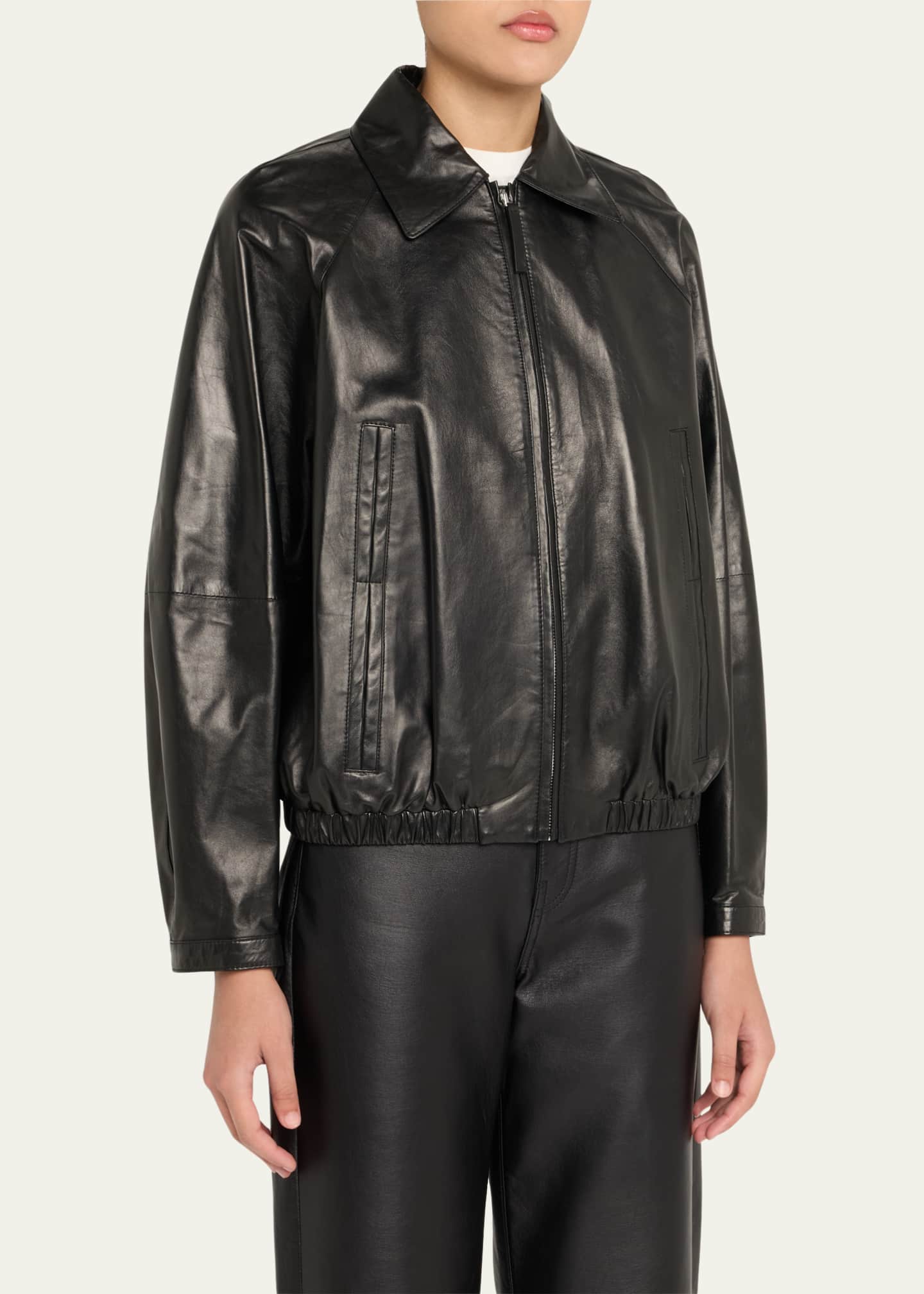 Proenza Schouler White Label Beck Leather Bomber Jacket Image 4 of 5