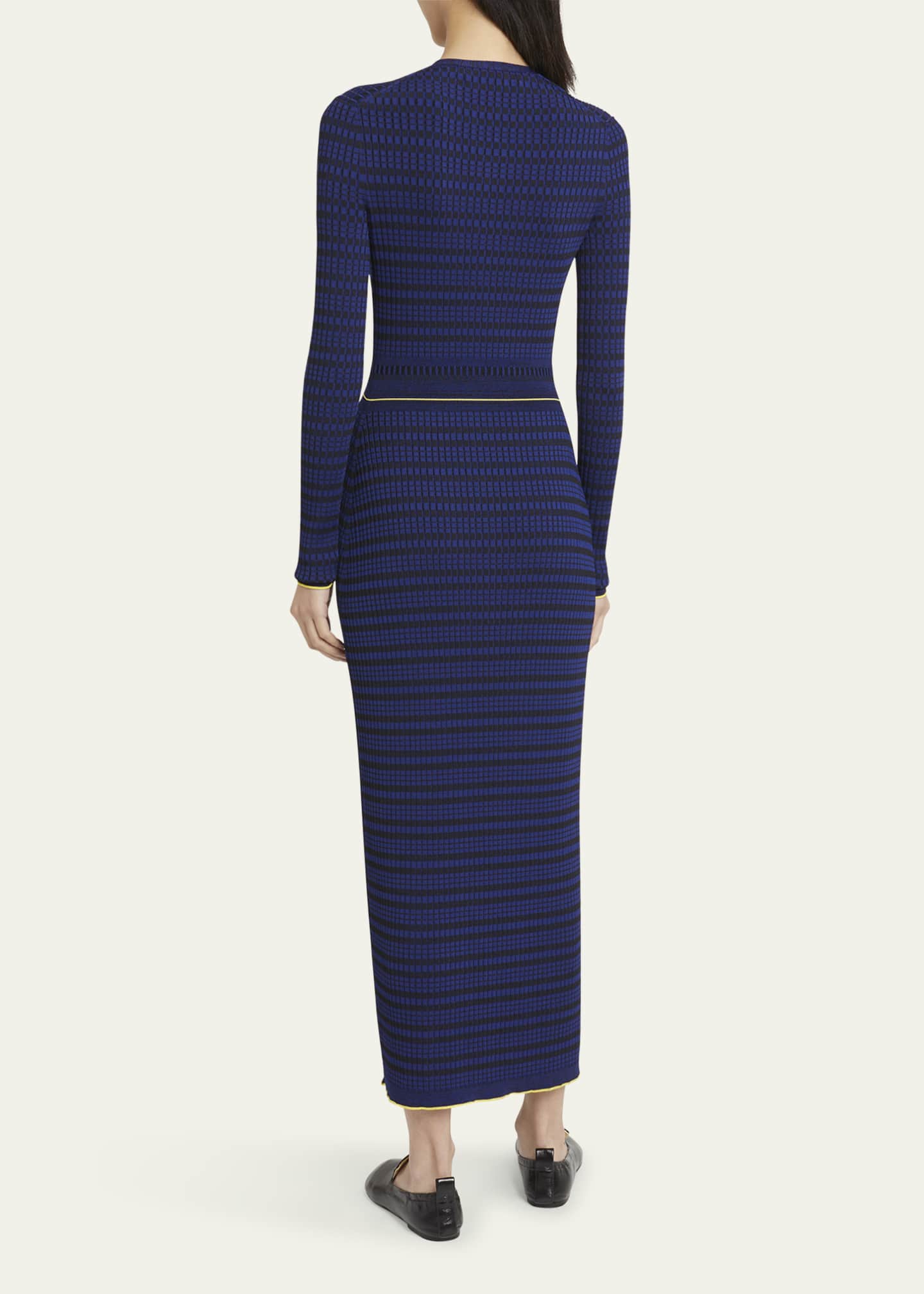 Proenza Schouler PSWL Ivanna Long-Sleeve Micro Check Dress Image 3 of 5