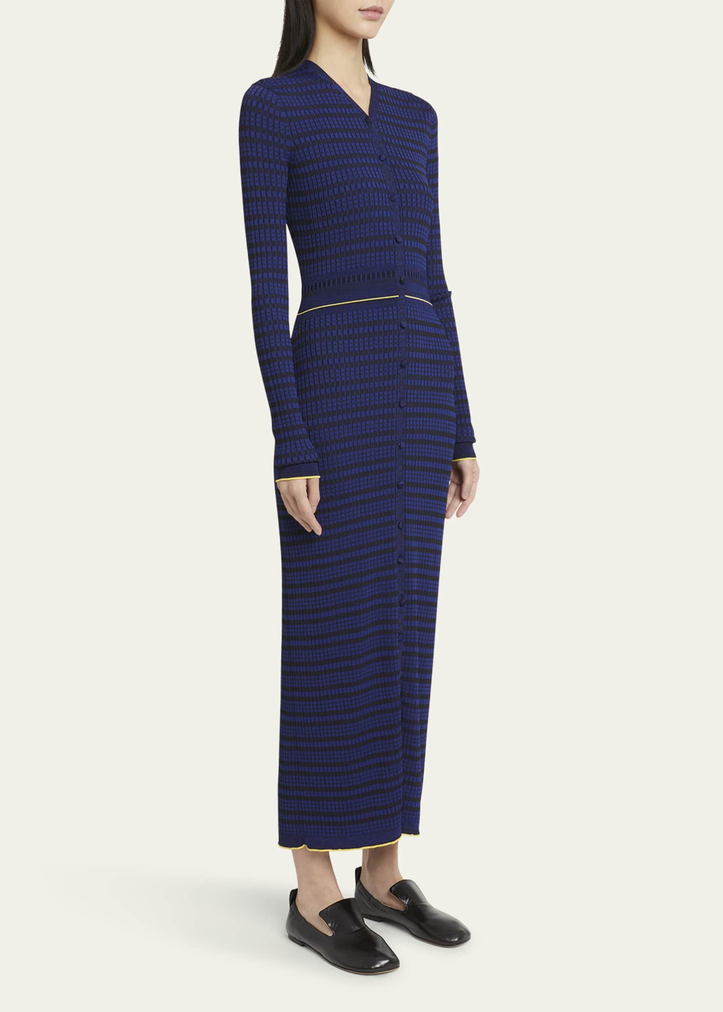 Proenza Schouler PSWL Ivanna Long-Sleeve Micro Check Dress Image 4 of 5