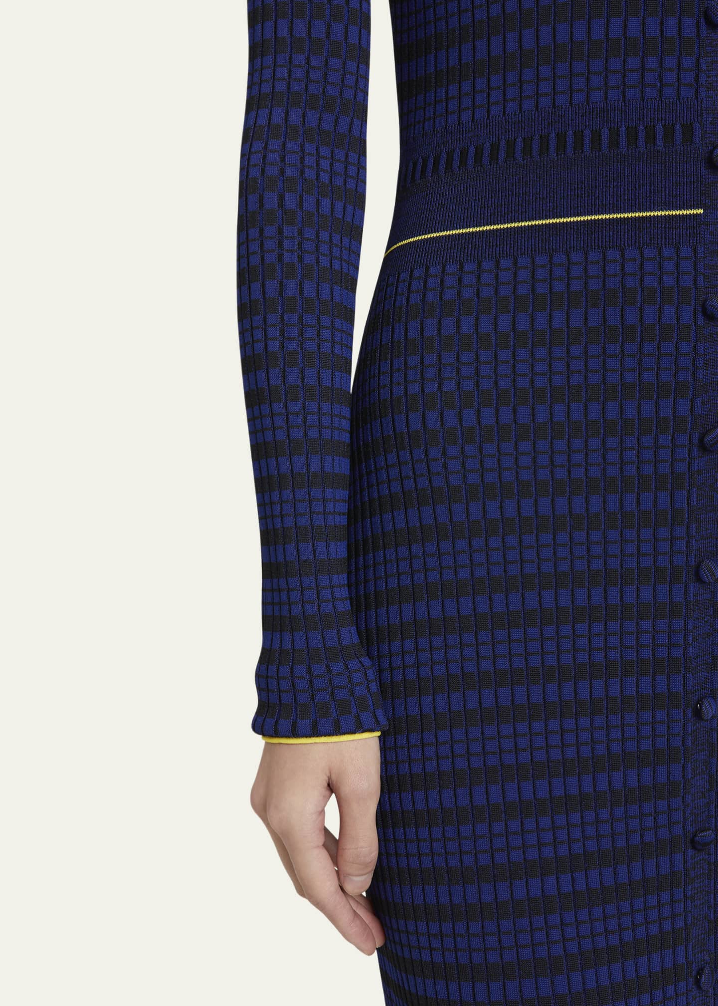 Proenza Schouler PSWL Ivanna Long-Sleeve Micro Check Dress Image 5 of 5