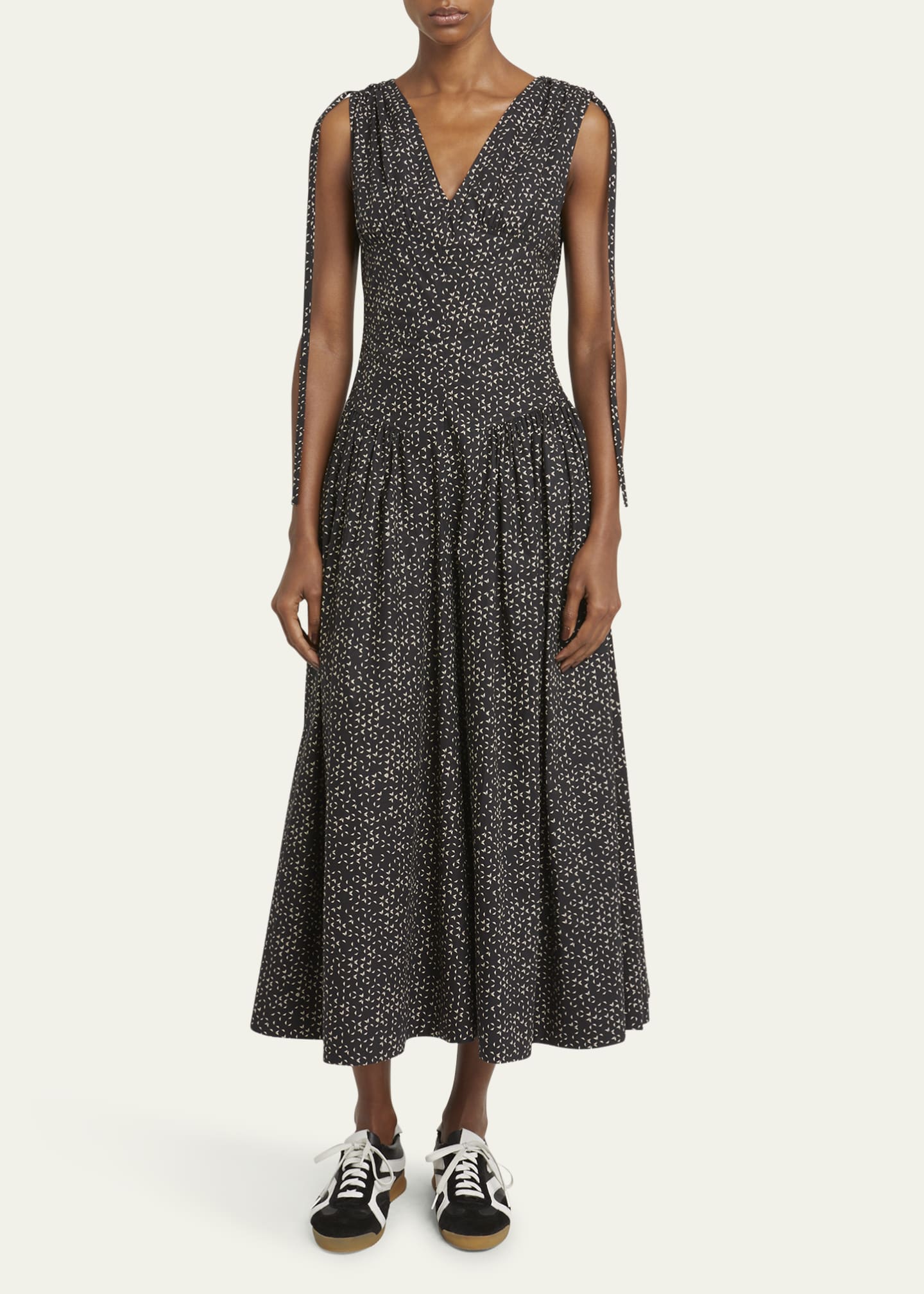 Proenza Schouler White Label Clayton Printed Poplin Drop-Waist Dress Image 2 of 5