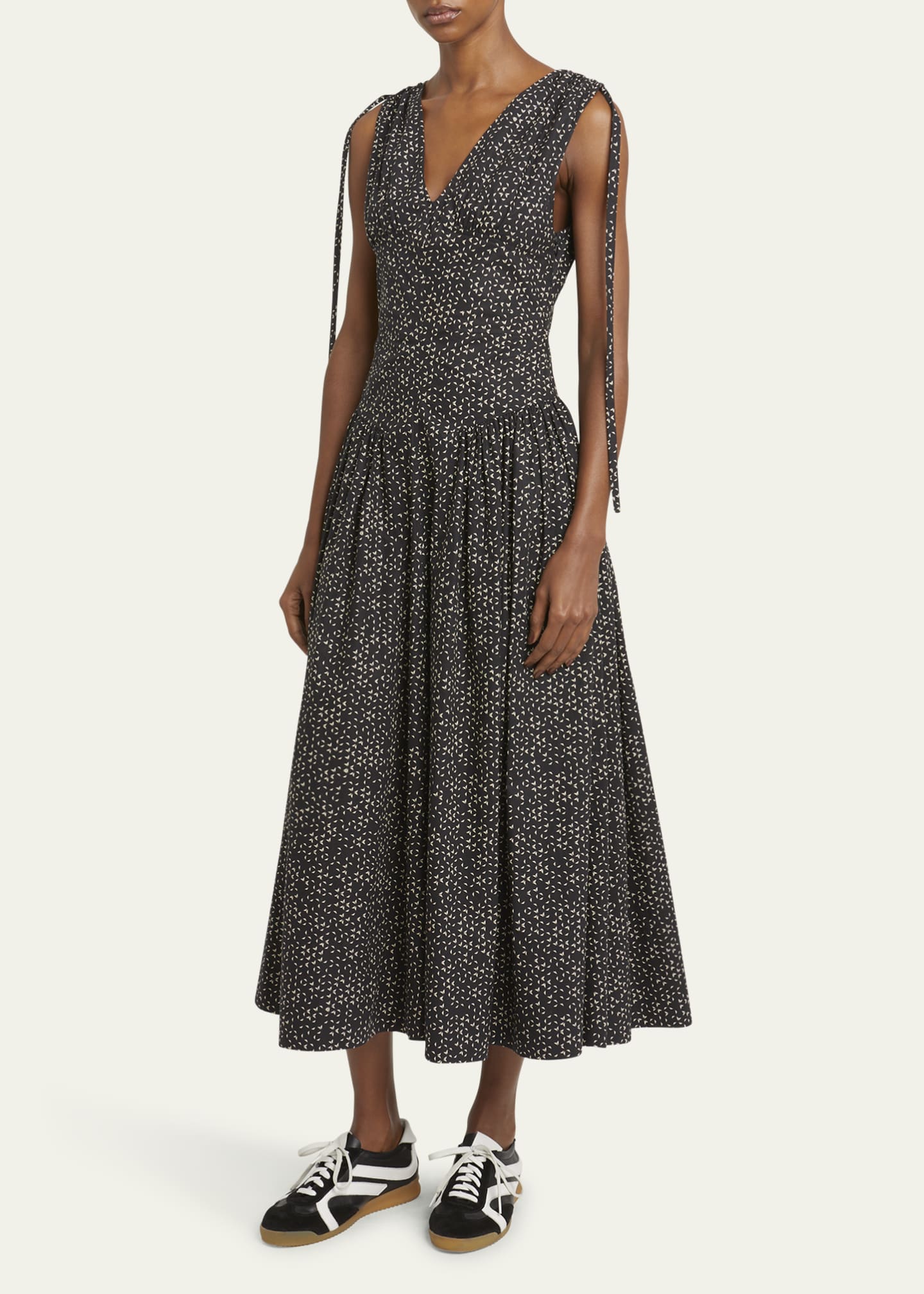 Proenza Schouler White Label Clayton Printed Poplin Drop-Waist Dress Image 4 of 5