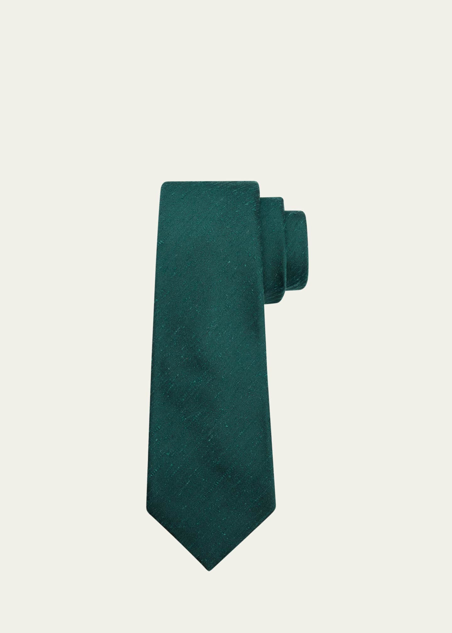 Kiton Men's Raw Silk 7-Fold Tie