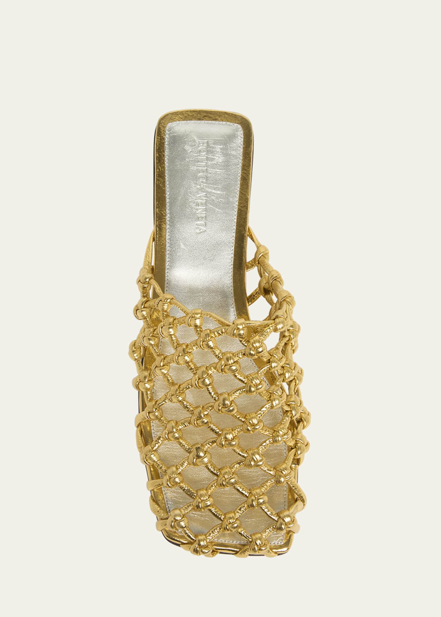 Bottega Veneta Metallic Leather Knot Net Mule Flats Image 6 of 6