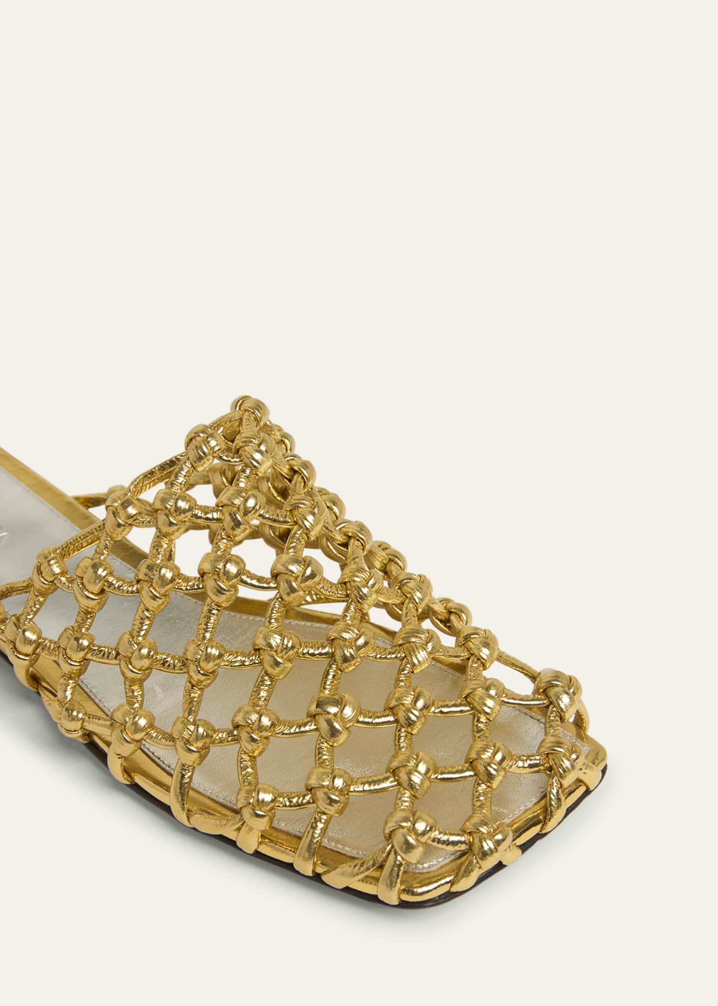 Bottega Veneta Metallic Leather Knot Net Mule Flats Image 5 of 6