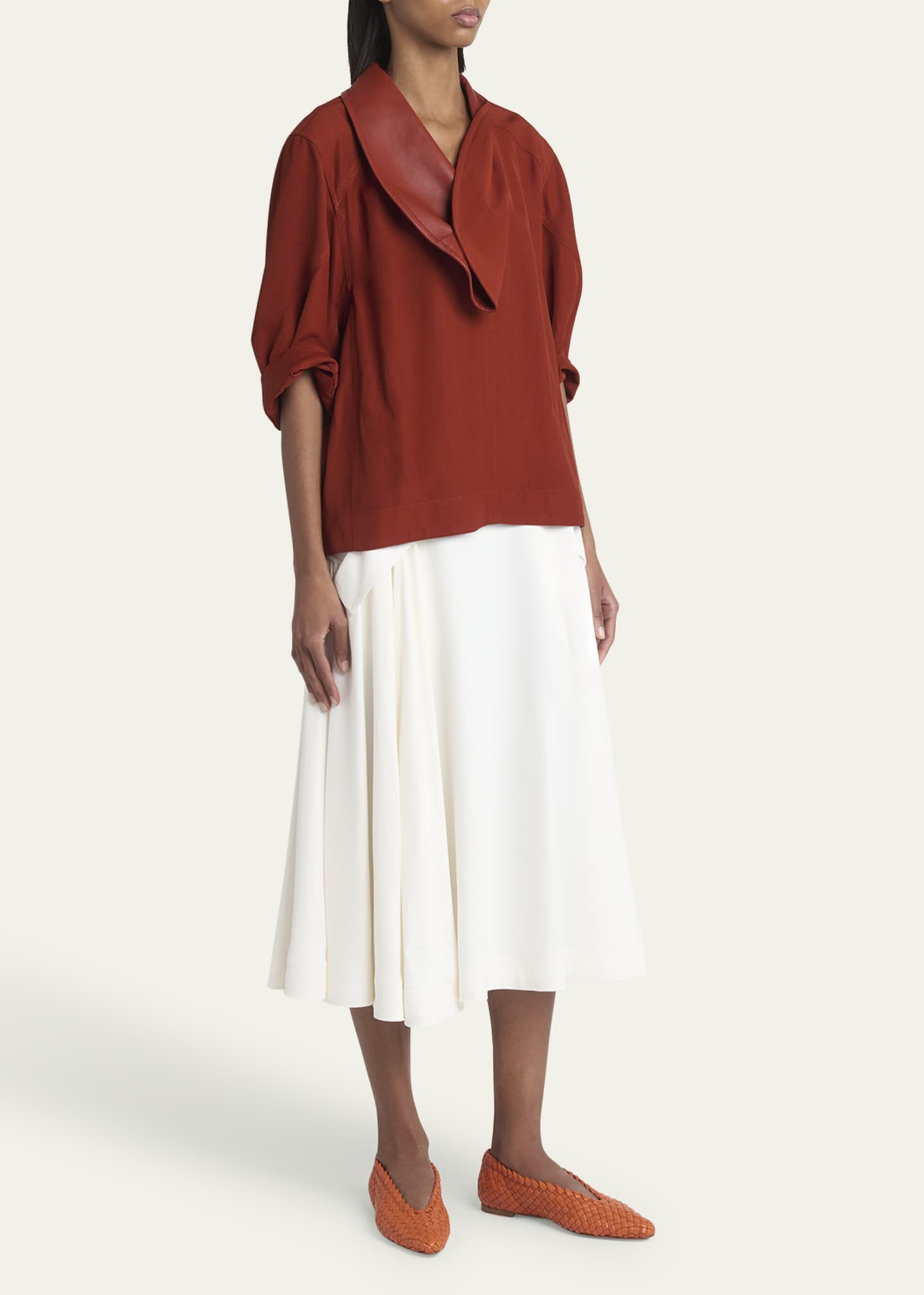 Bottega Veneta Mini Lido Intrecciato Leather Ballerina Flats Image 3 of 6