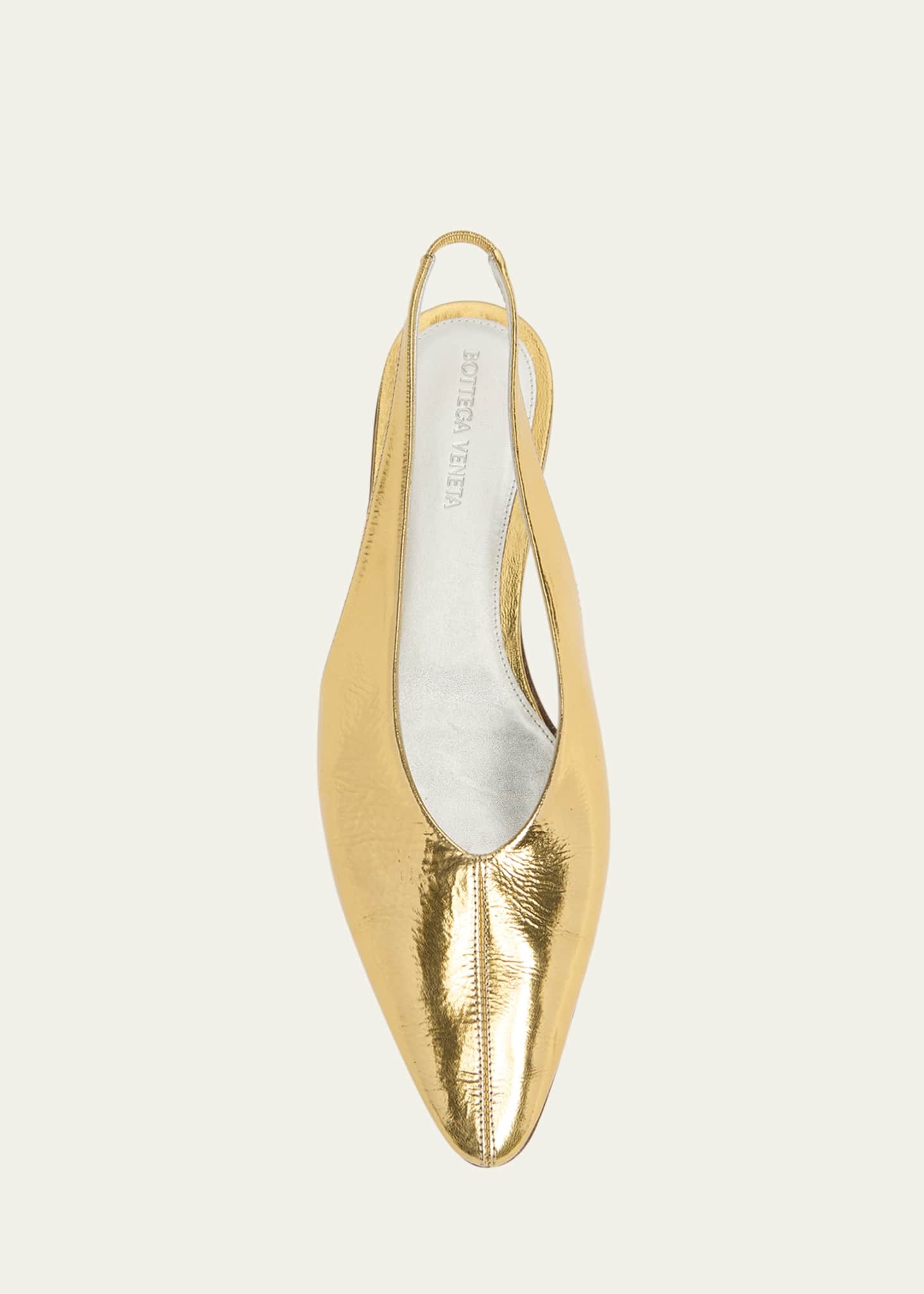Bottega Veneta Metallic Leather Slingback Ballerina Flats Image 6 of 6
