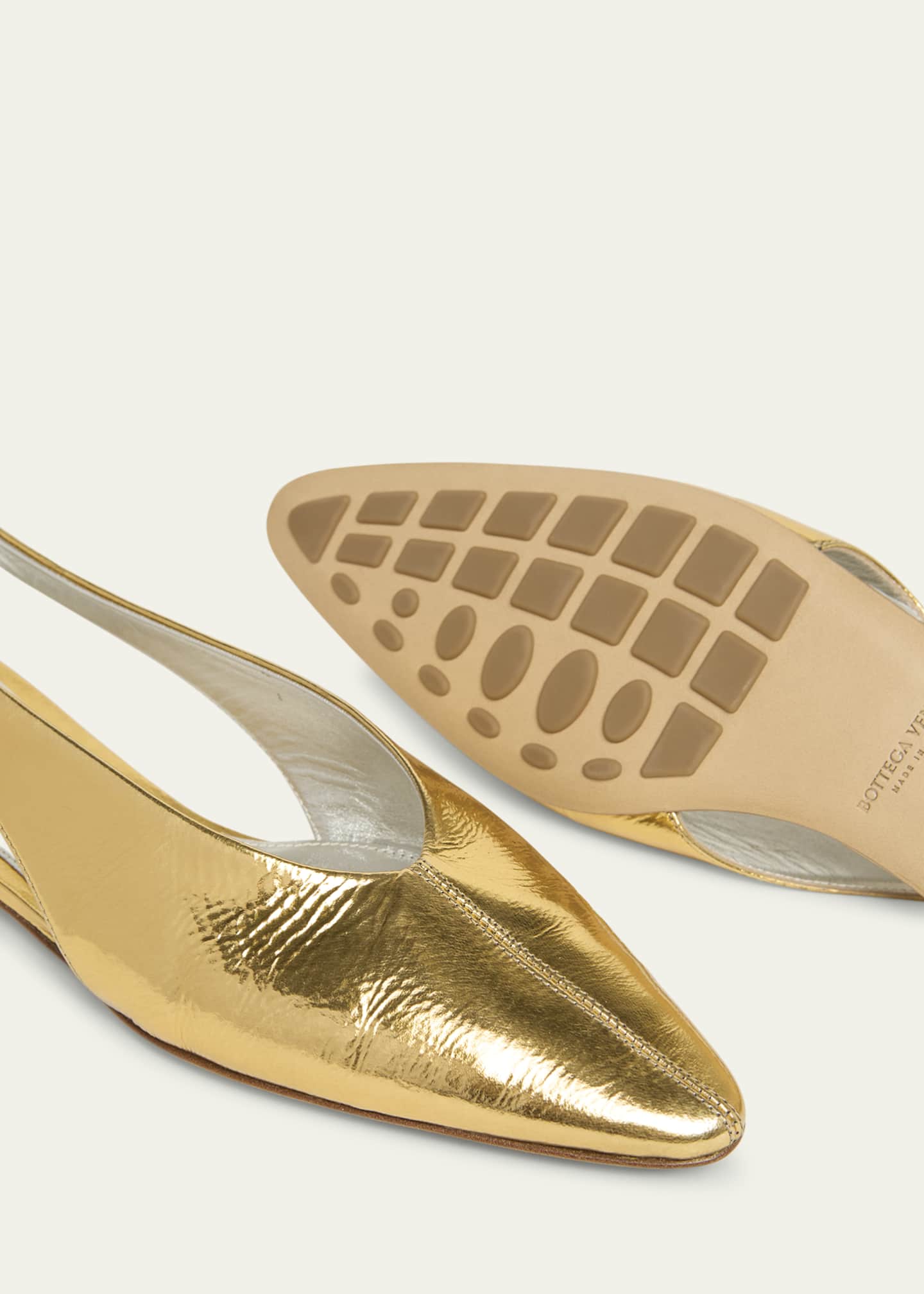 Bottega Veneta Metallic Leather Slingback Ballerina Flats Image 5 of 6