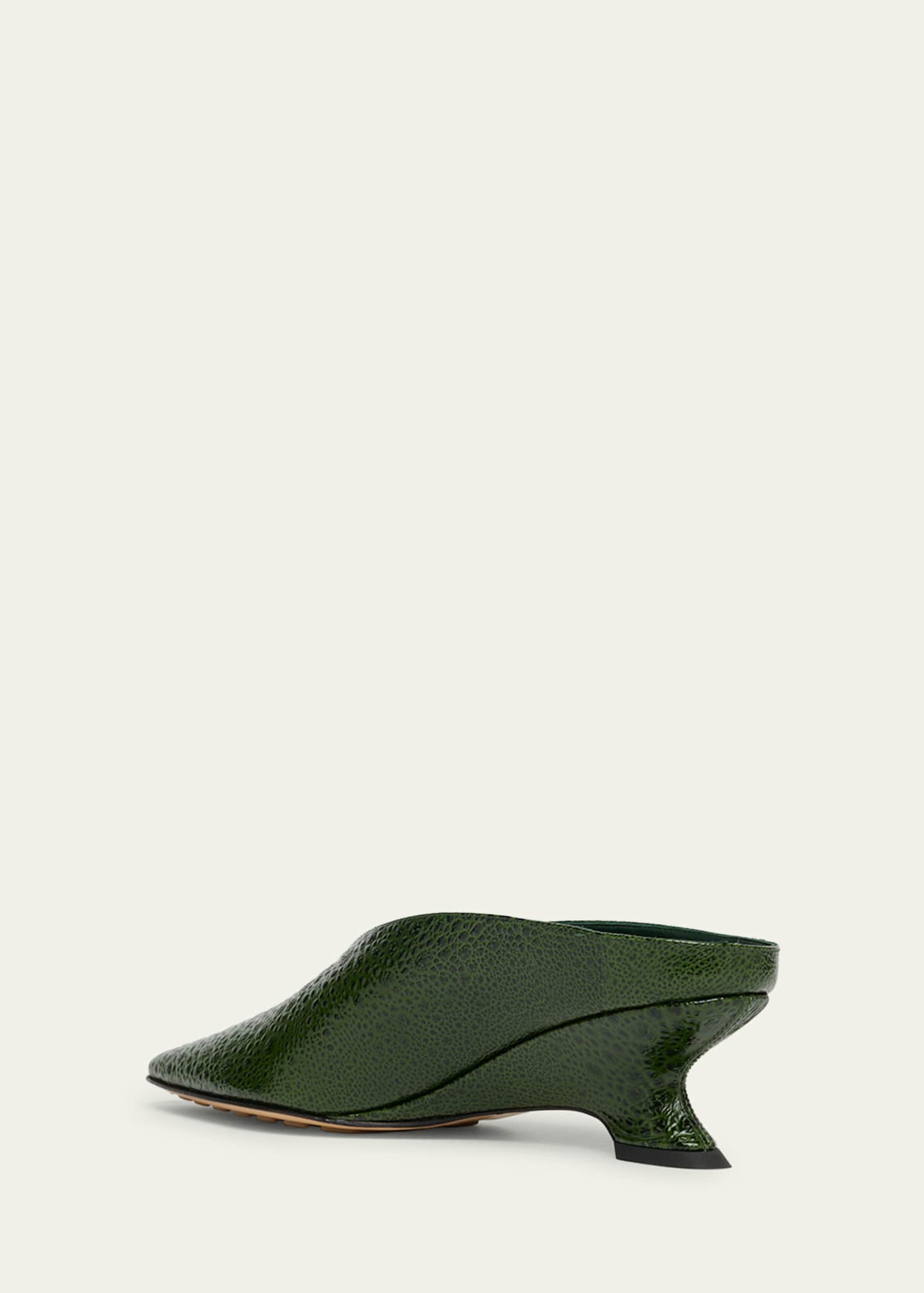 Bottega Veneta Frog-Print Leather Kitten-Heel Mules Image 4 of 6
