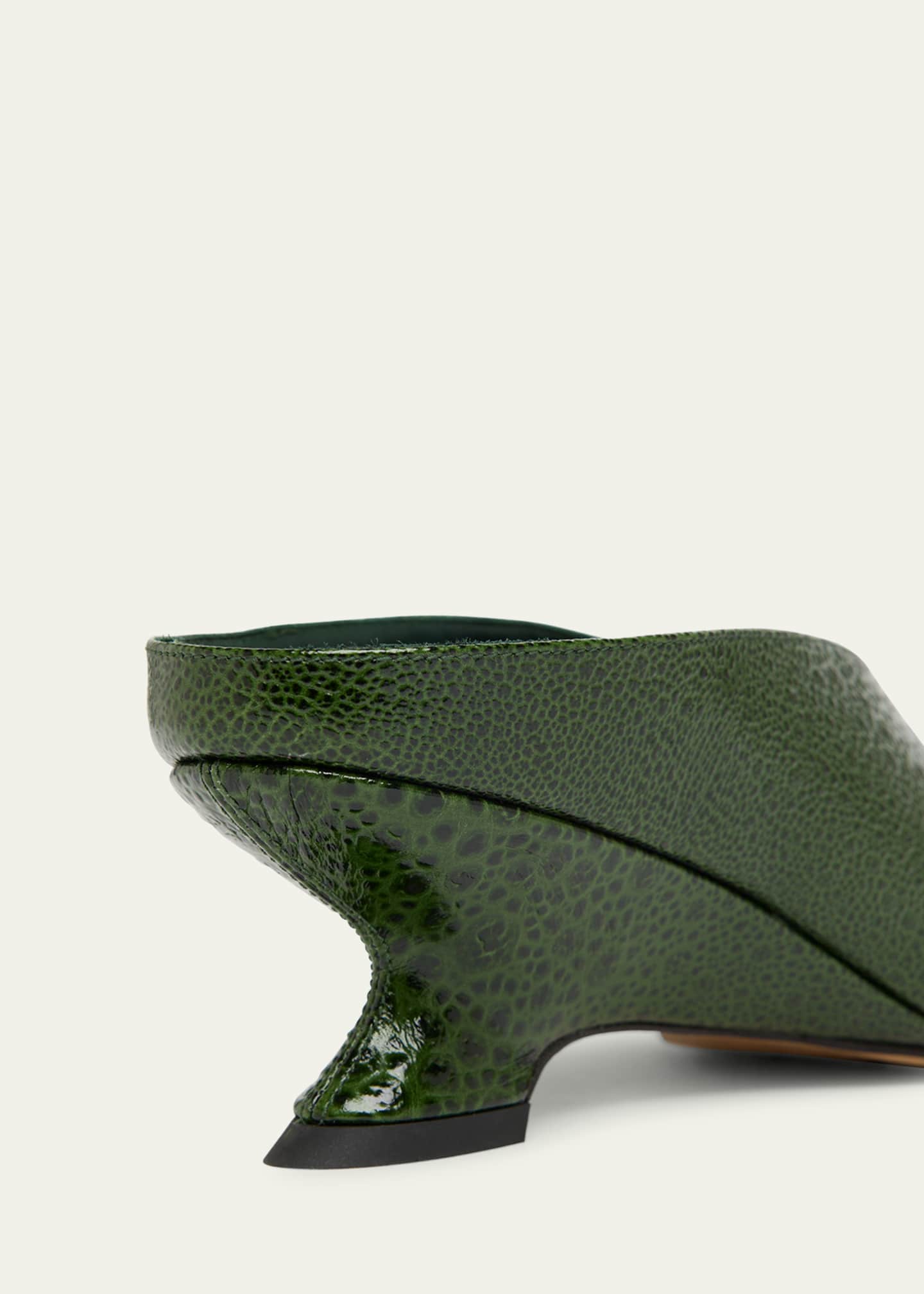 Bottega Veneta Frog-Print Leather Kitten-Heel Mules Image 5 of 6
