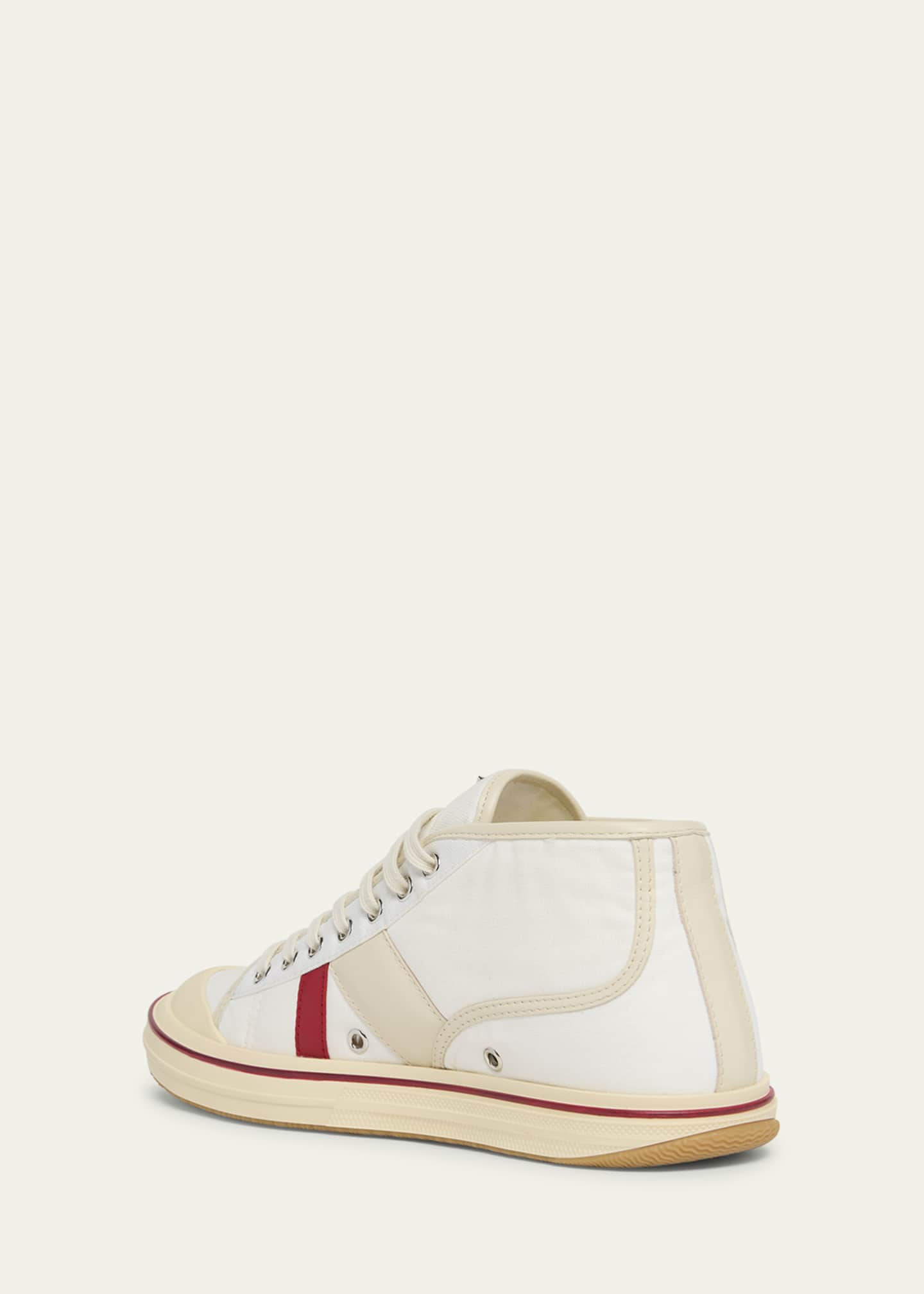 Bottega Veneta Summer Canvas Leather High-Top Sneakers Image 4 of 6
