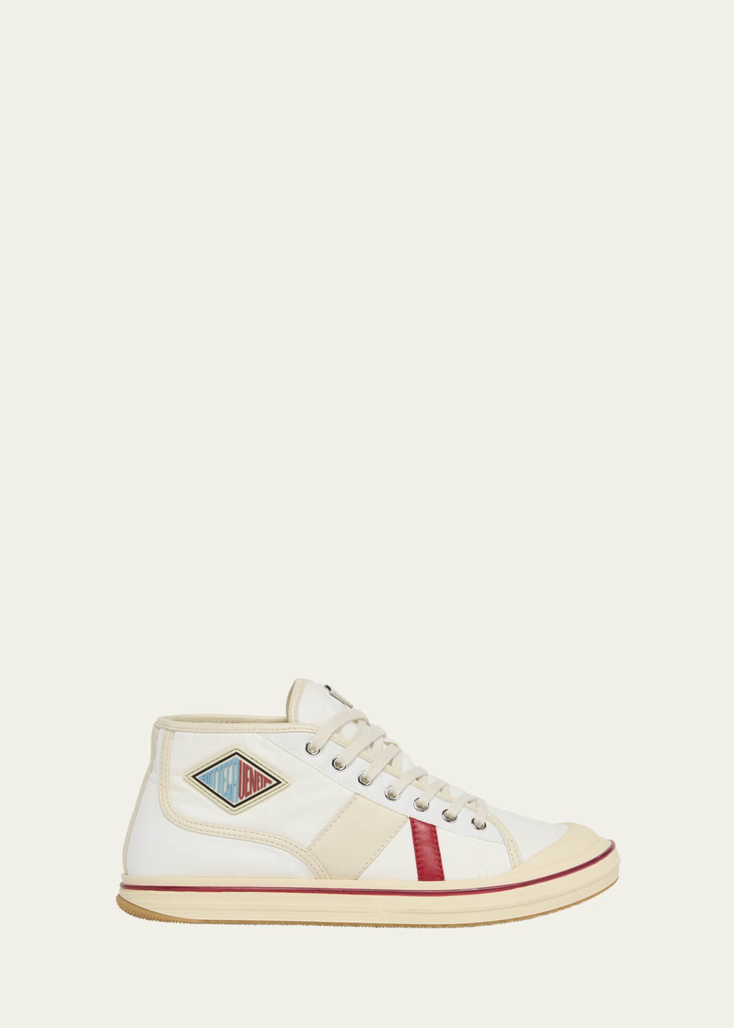 Bottega Veneta Summer Canvas Leather High-Top Sneakers Image 1 of 6