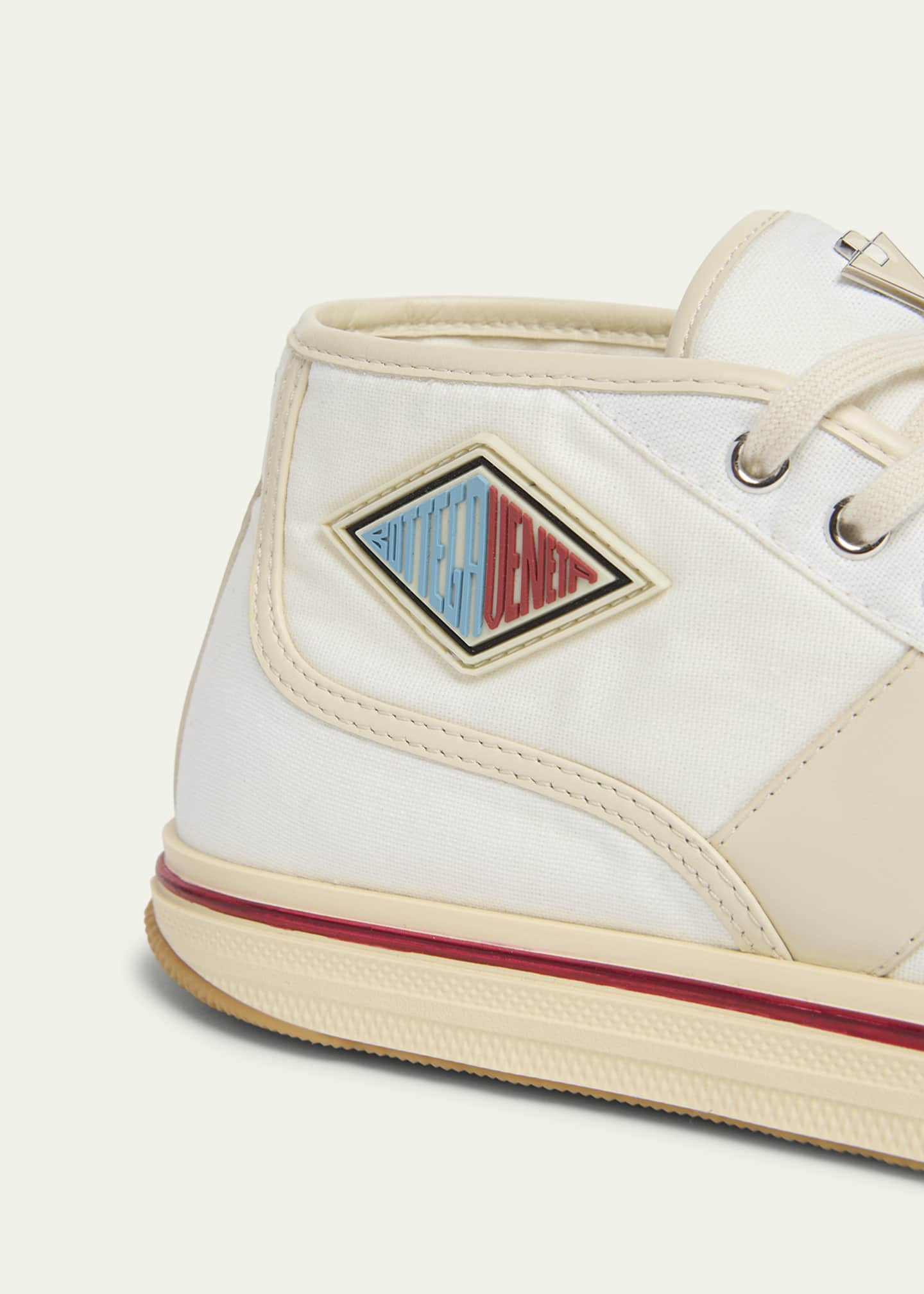Bottega Veneta Summer Canvas Leather High-Top Sneakers Image 5 of 6