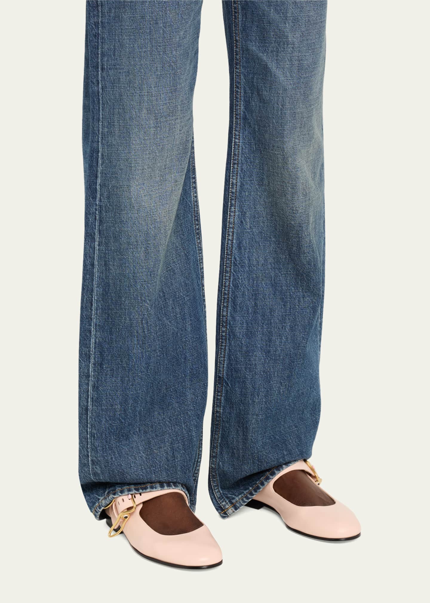 Bottega Veneta Astaire Leather Rabbit Mary Jane Ballerina Flats Image 2 of 5