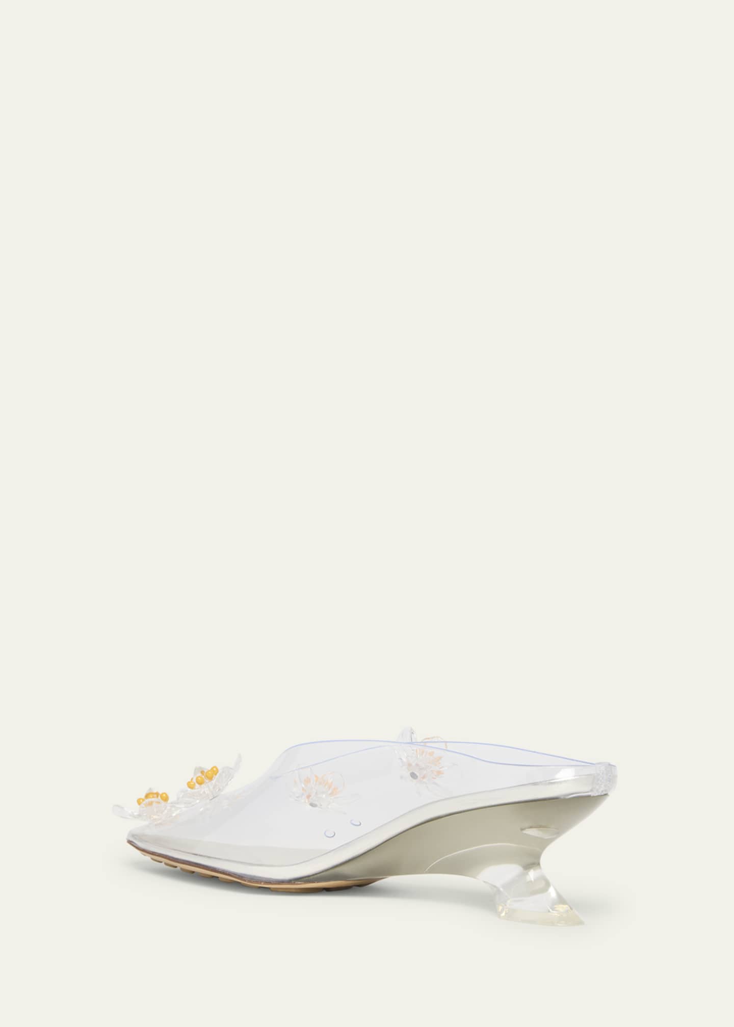 Bottega Veneta Flower Pudding Rubber Kitten-Heel Mule Pumps Image 4 of 6