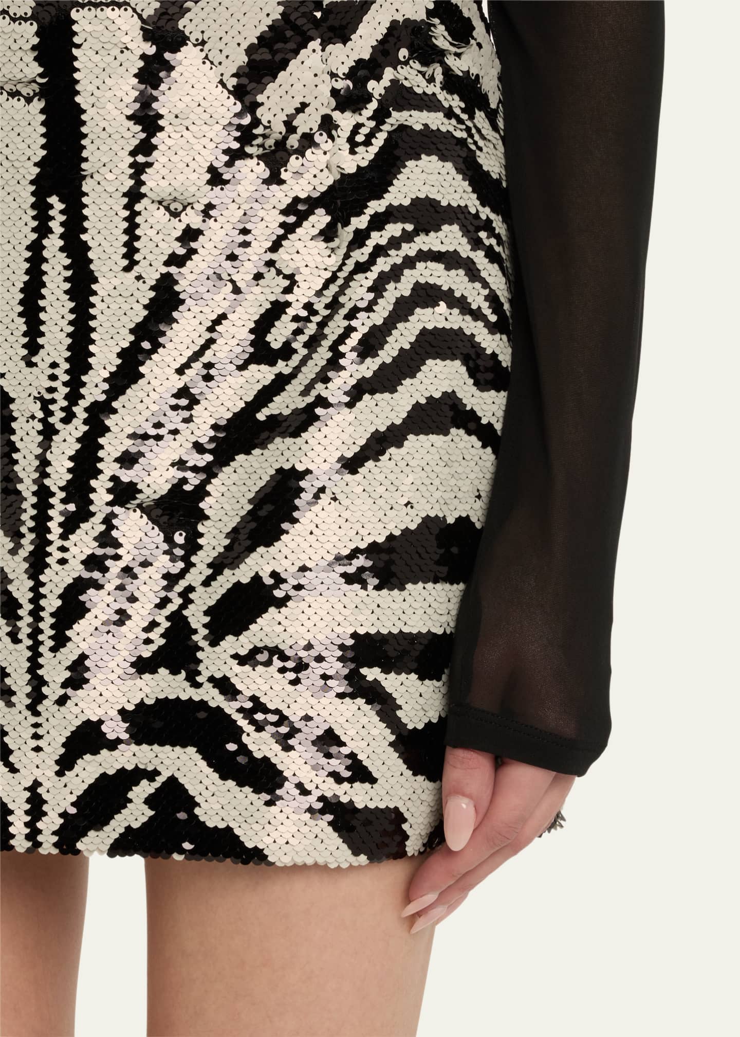 Cinq a Sept Juno Sequined Zebra Mini Skirt Image 5 of 5