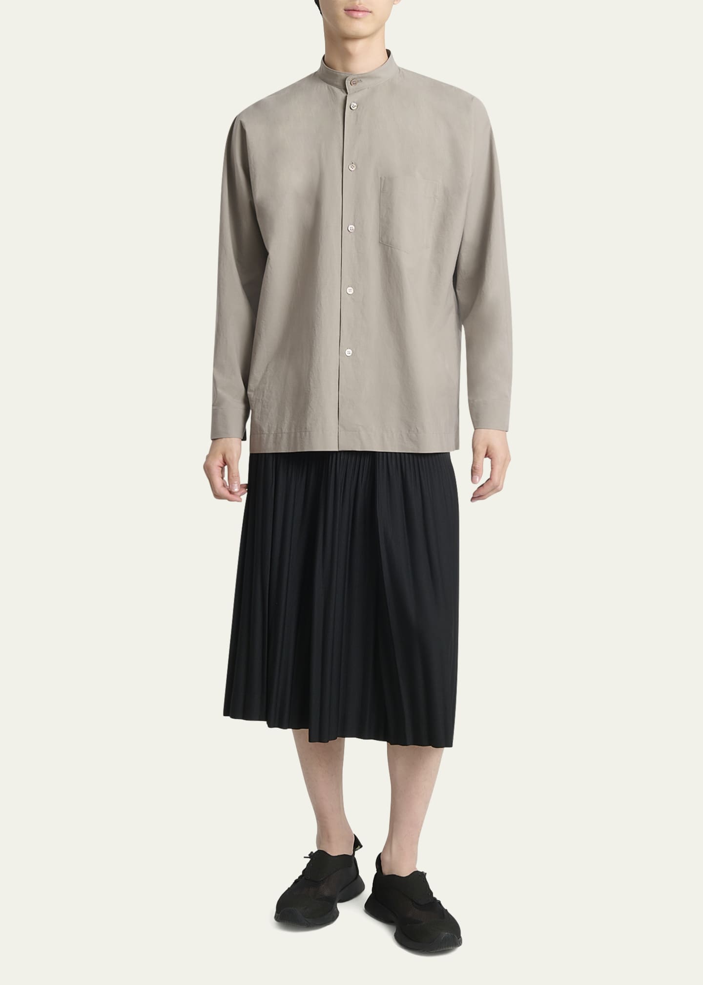 Homme Plisse Issey Miyake Men's Streamline Band-Collar Sport Shirt Image 2 of 5